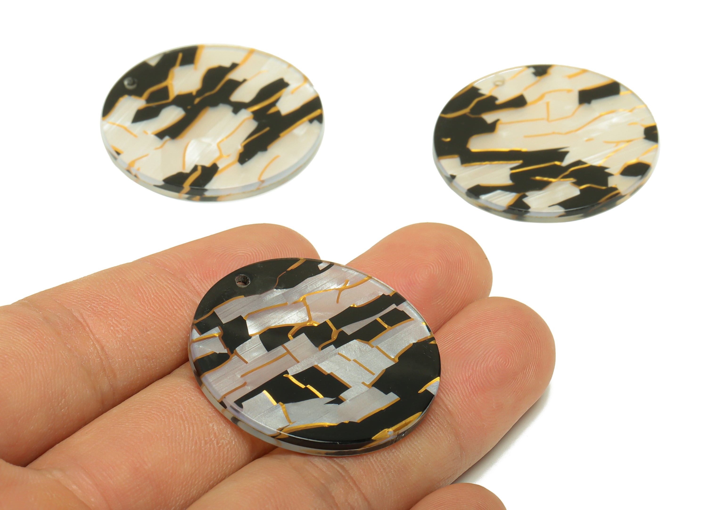 Acrylic Round Charms - Circle Earrings and Pendant - Zebra Print Earring Findings - Jewelry Supplies - Color Code:A403- 35x35x3mm -AC2621 - DOMEDBAZAAR