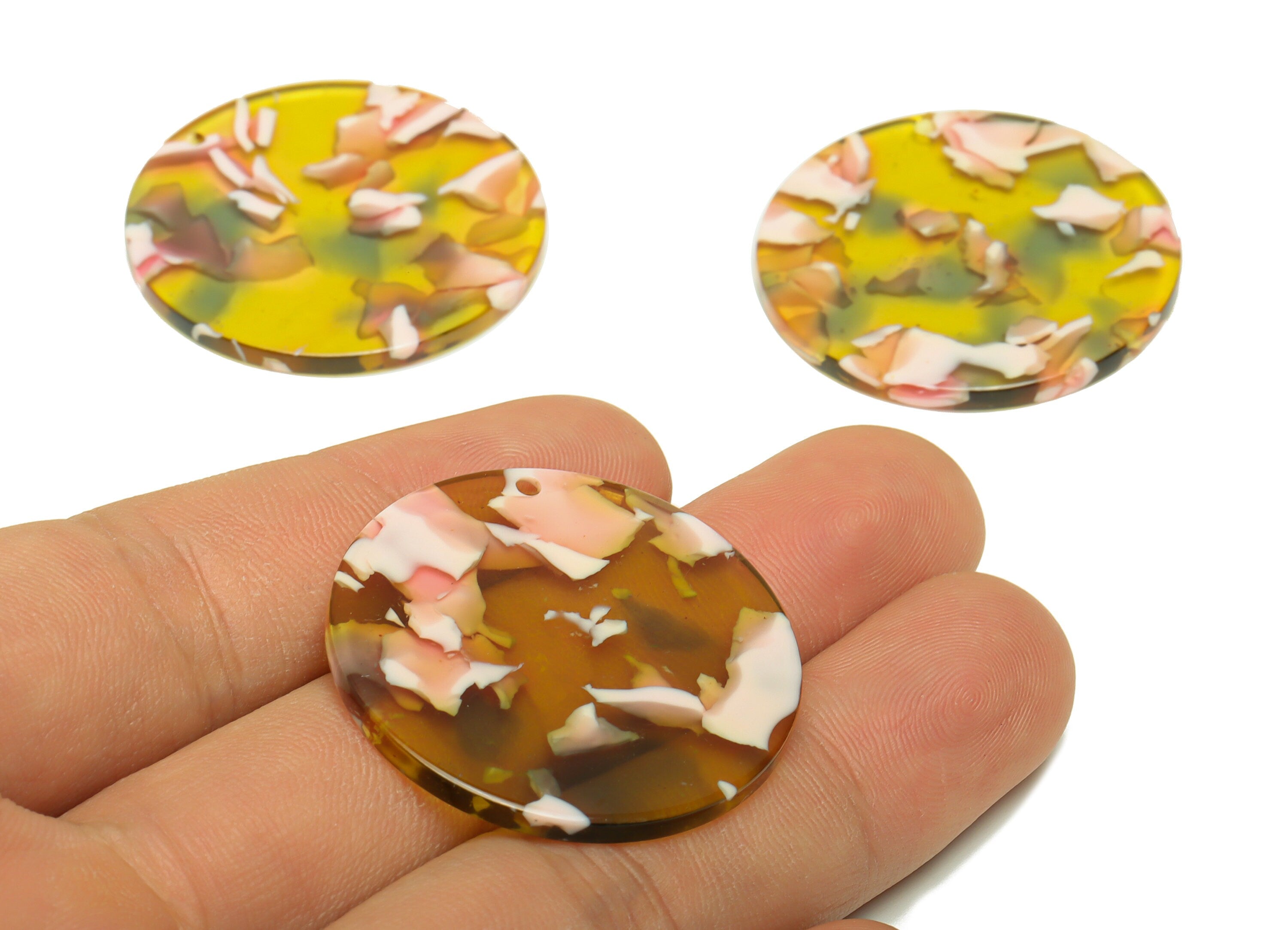 Acetate Round Charms - Circle Earrings and Pendant - Geometry Earring Findings - Jewelry Supplies - Color Code:A992 - 35x35x3mm -AC2621-A992 - DOMEDBAZAAR