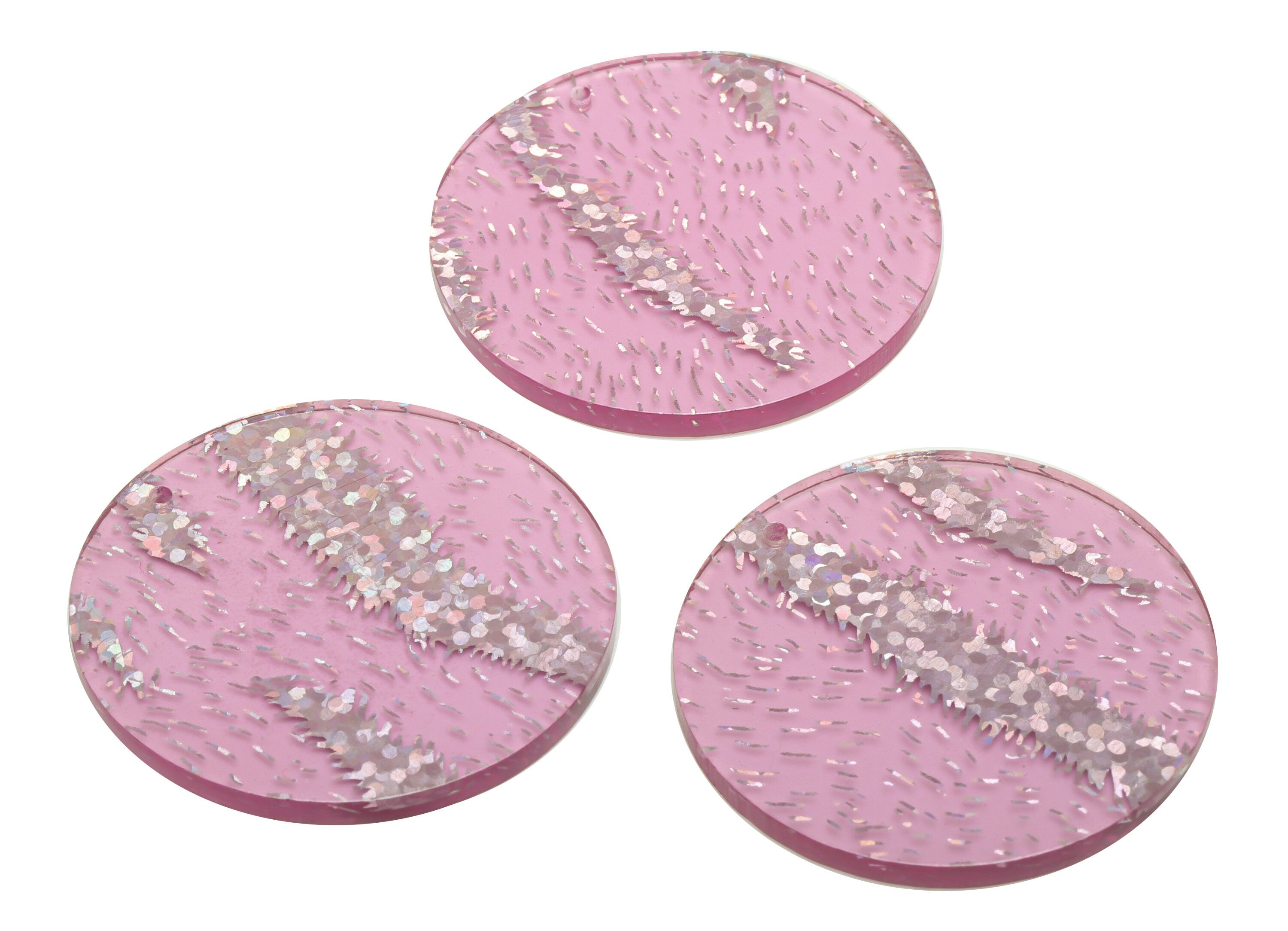 Acrylic Round Charms - Circle Earrings and Pendant - Sequins Earring Findings - Jewelry Supplies - Color Code:A986- 35x35x3mm -AC2621-A986 - DOMEDBAZAAR