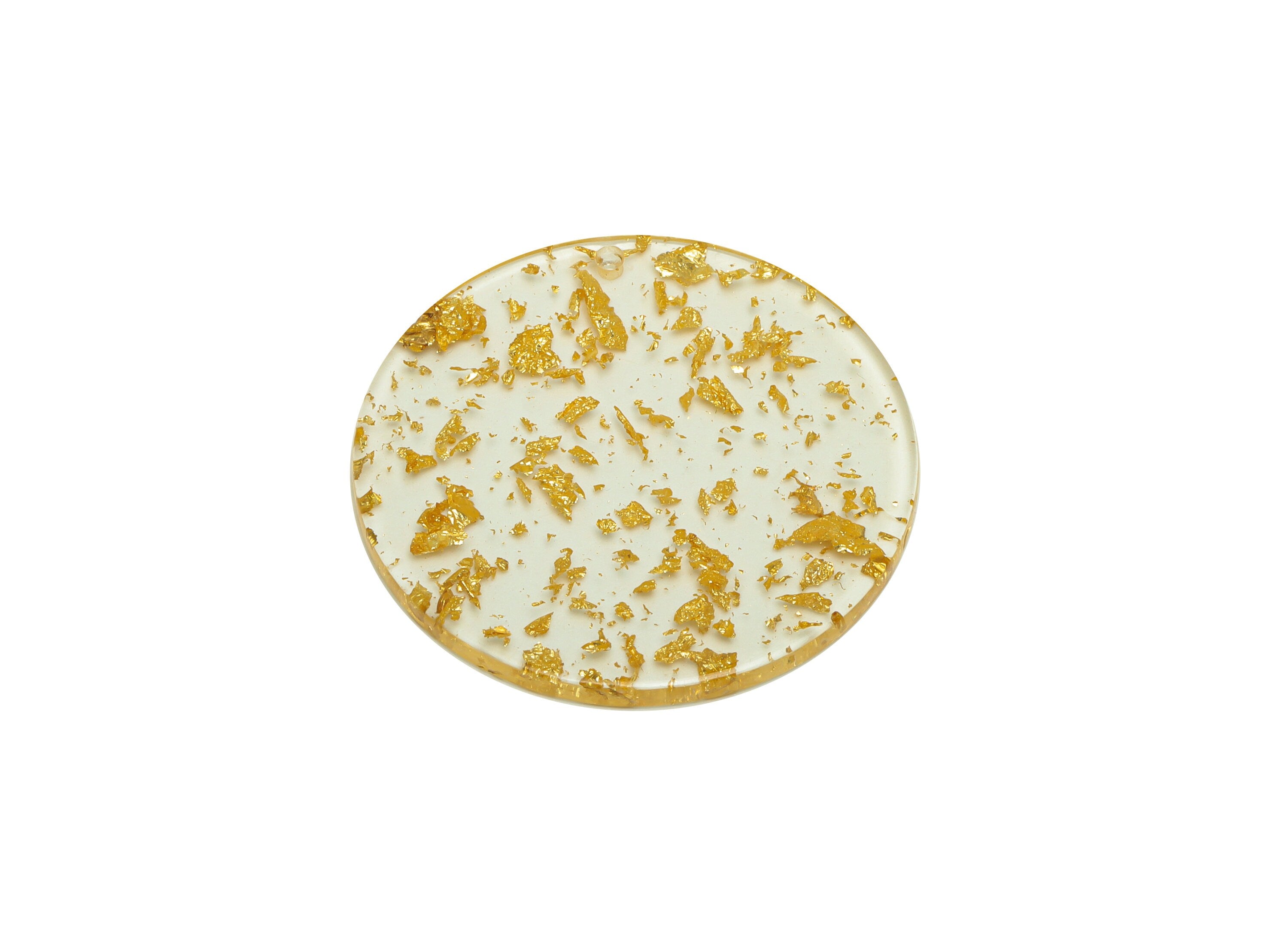 Acrylic Round Charms - Circle Earrings and Pendant - Gold Foil & Confetti - Transparent Charm - Color Code:A587- 35x35x3mm -AC2621-A587 - DOMEDBAZAAR