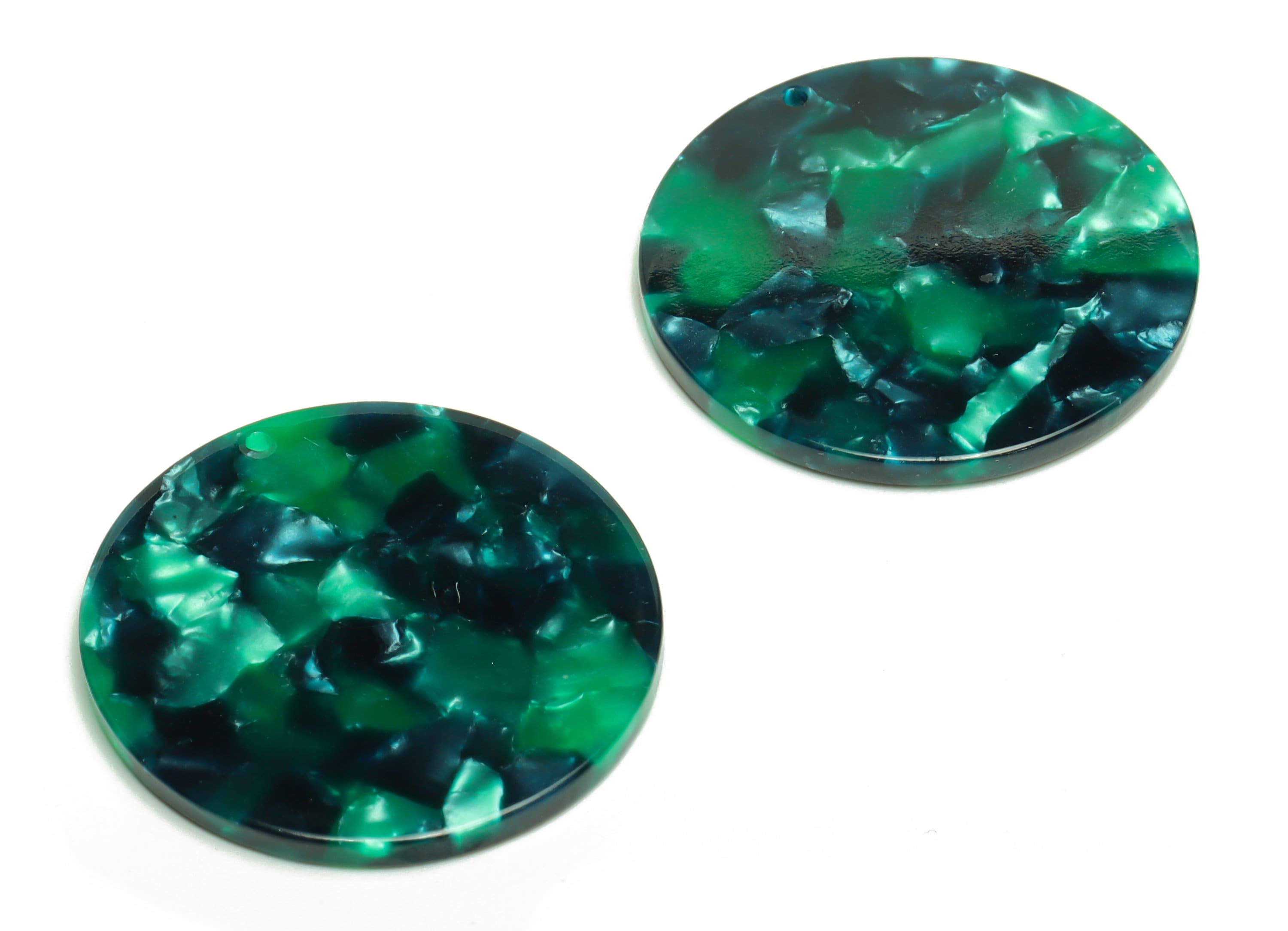 Acetate Round Charms - Circle Earrings and Pendant - Green Earring Findings - Jewelry Supplies - Color Code:A13 - 35x35x3mm -AC2621 - DOMEDBAZAAR