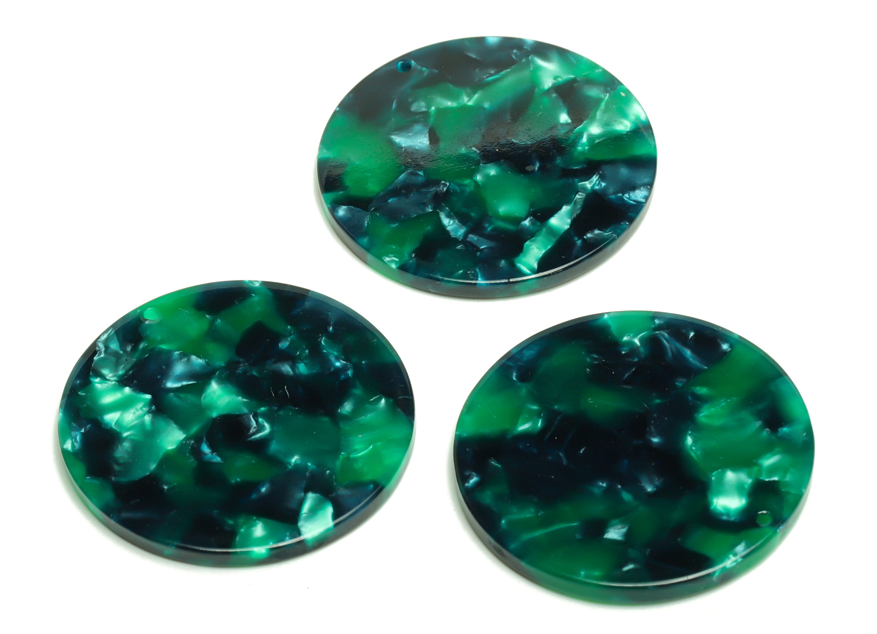 Acetate Round Charms - Circle Earrings and Pendant - Green Earring Findings - Jewelry Supplies - Color Code:A13 - 35x35x3mm -AC2621 - DOMEDBAZAAR