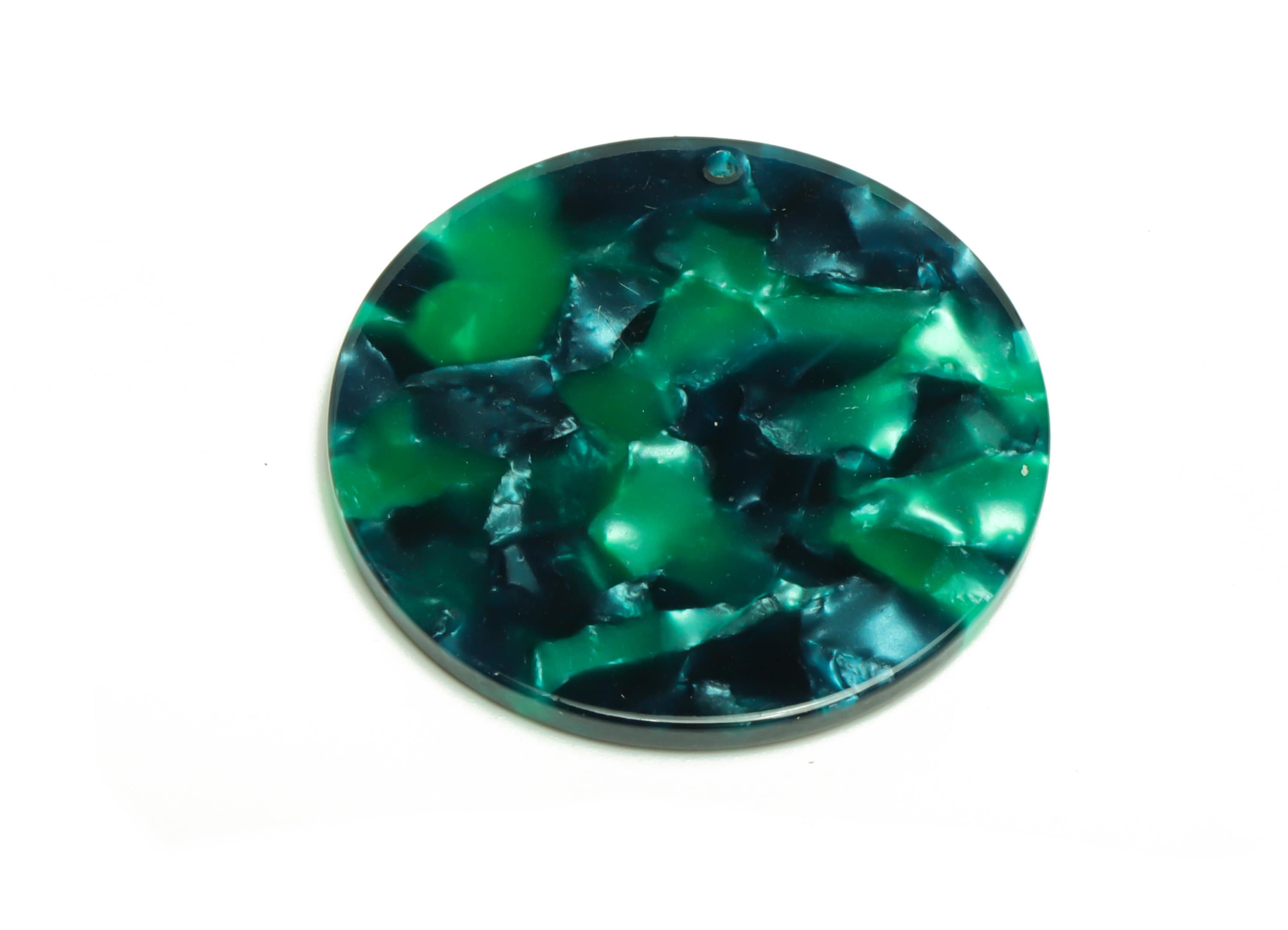 Acetate Round Charms - Circle Earrings and Pendant - Green Earring Findings - Jewelry Supplies - Color Code:A13 - 35x35x3mm -AC2621 - DOMEDBAZAAR