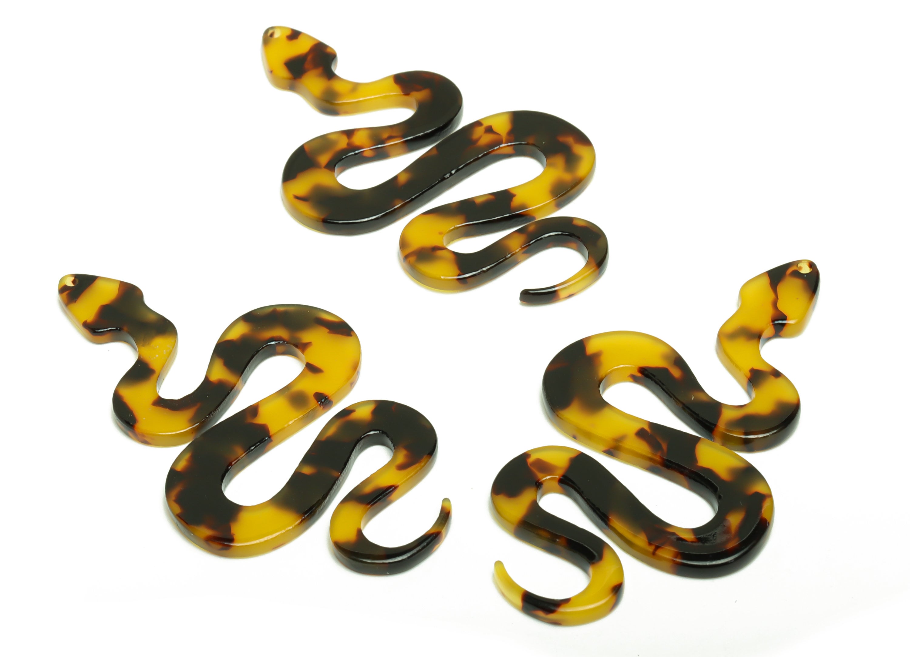 Acetate Snake Charms - Tortoise Shell Earrings - Snake Earrings and Pendant - Color Code:A02 - 65.89x34.77x2.18mm - AC1799-A02 - DOMEDBAZAAR