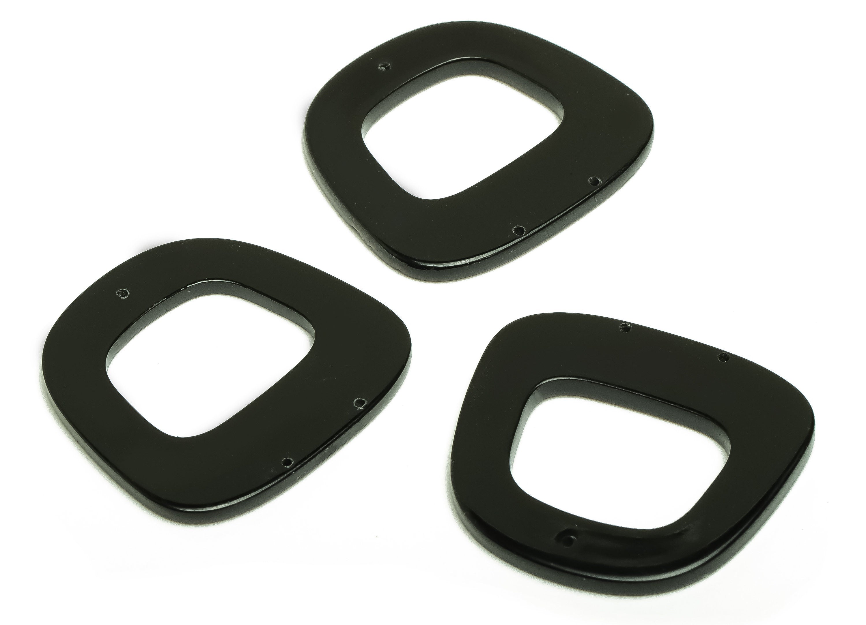 Acetate Trapezoid Charm - Black Rounded Trapezoid Pendant And Earring Charm - Trapezoid Connector - Code: A66 - 32x30.51x1.95mm - AC2613 - DOMEDBAZAAR