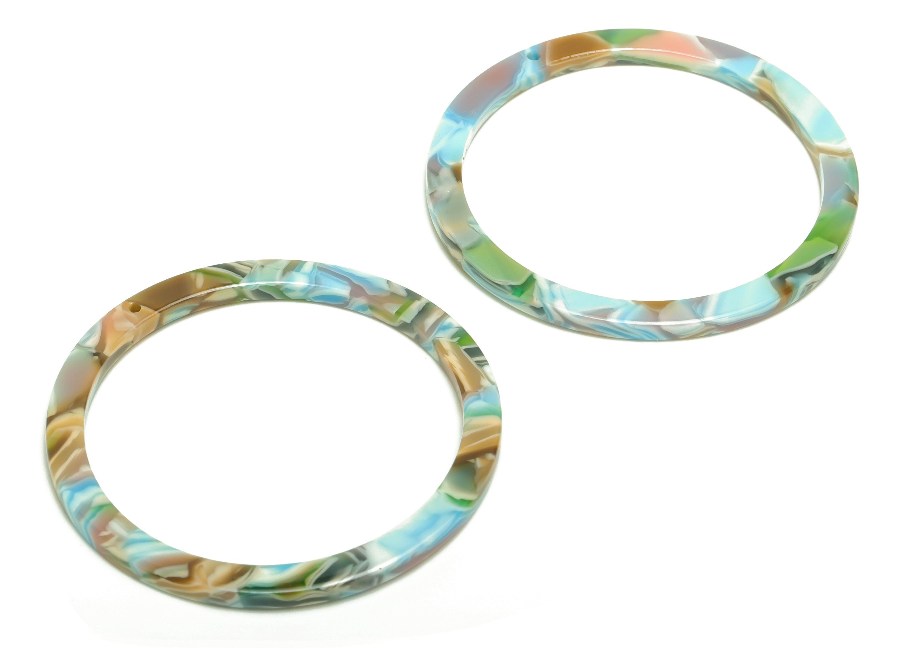 Acetate Hoop Earrings Charms - Circle Pendant - Rainbow Earring Findings - Jewelry Supplies - Color Code:A240 - 44x44.3x2.6mm -AC2620-A240 - DOMEDBAZAAR