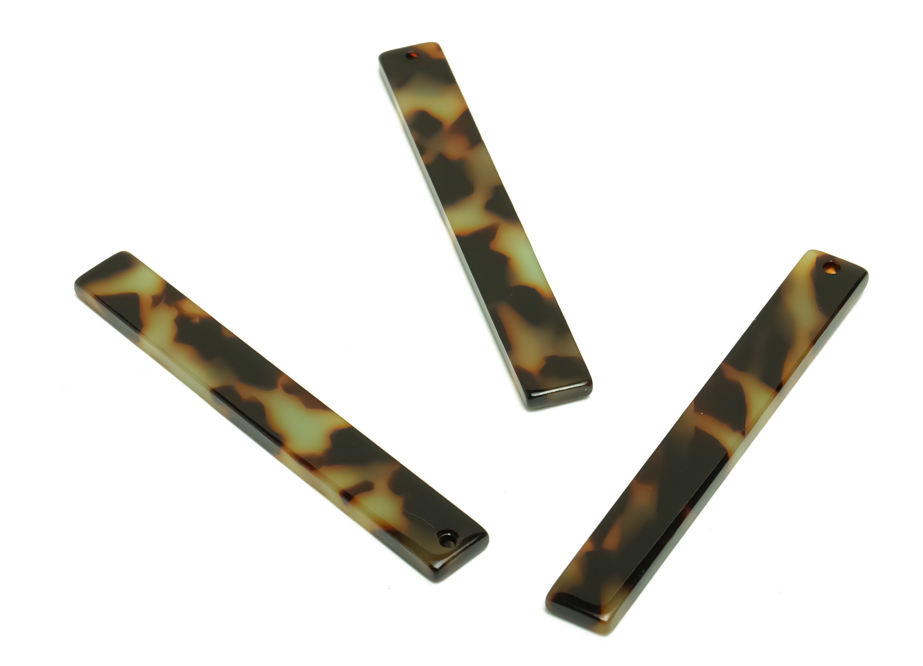 Acetate Stick Charms - Bar Earrings and Pendant - Tortoise Shell Charm - Jewelry Supplies - Color Code: A989 - 59x7.8x2.56mm - AC2622-A989 - DOMEDBAZAAR