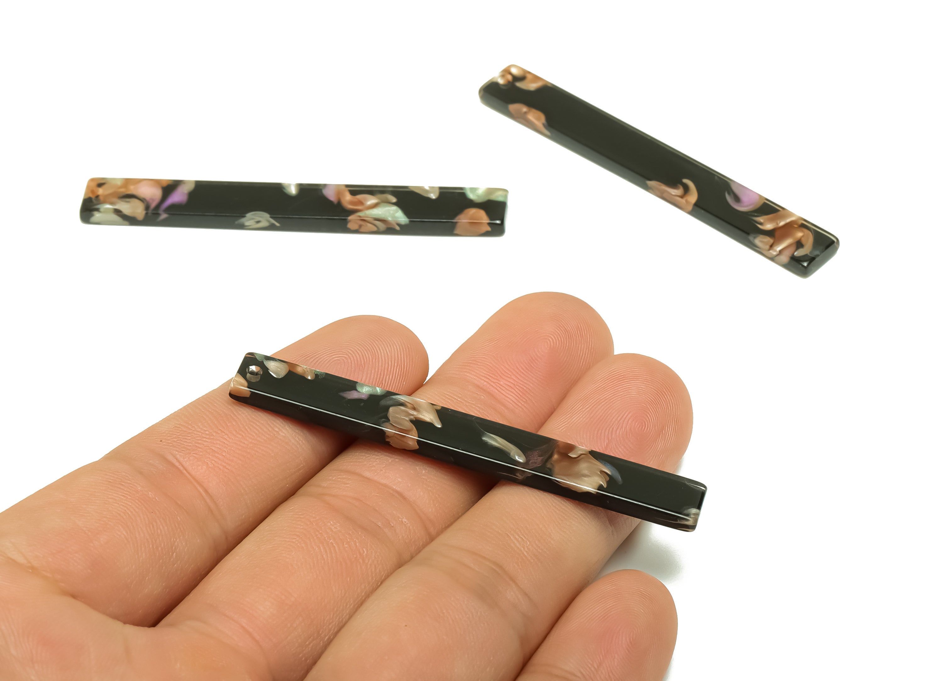Acrylic Stick Charms - Bar Earrings and Pendant - Flower Charm - Jewelry Supplies - Color Code: A949 - 59x7.8x2.56mm - AC2622-A949 - DOMEDBAZAAR