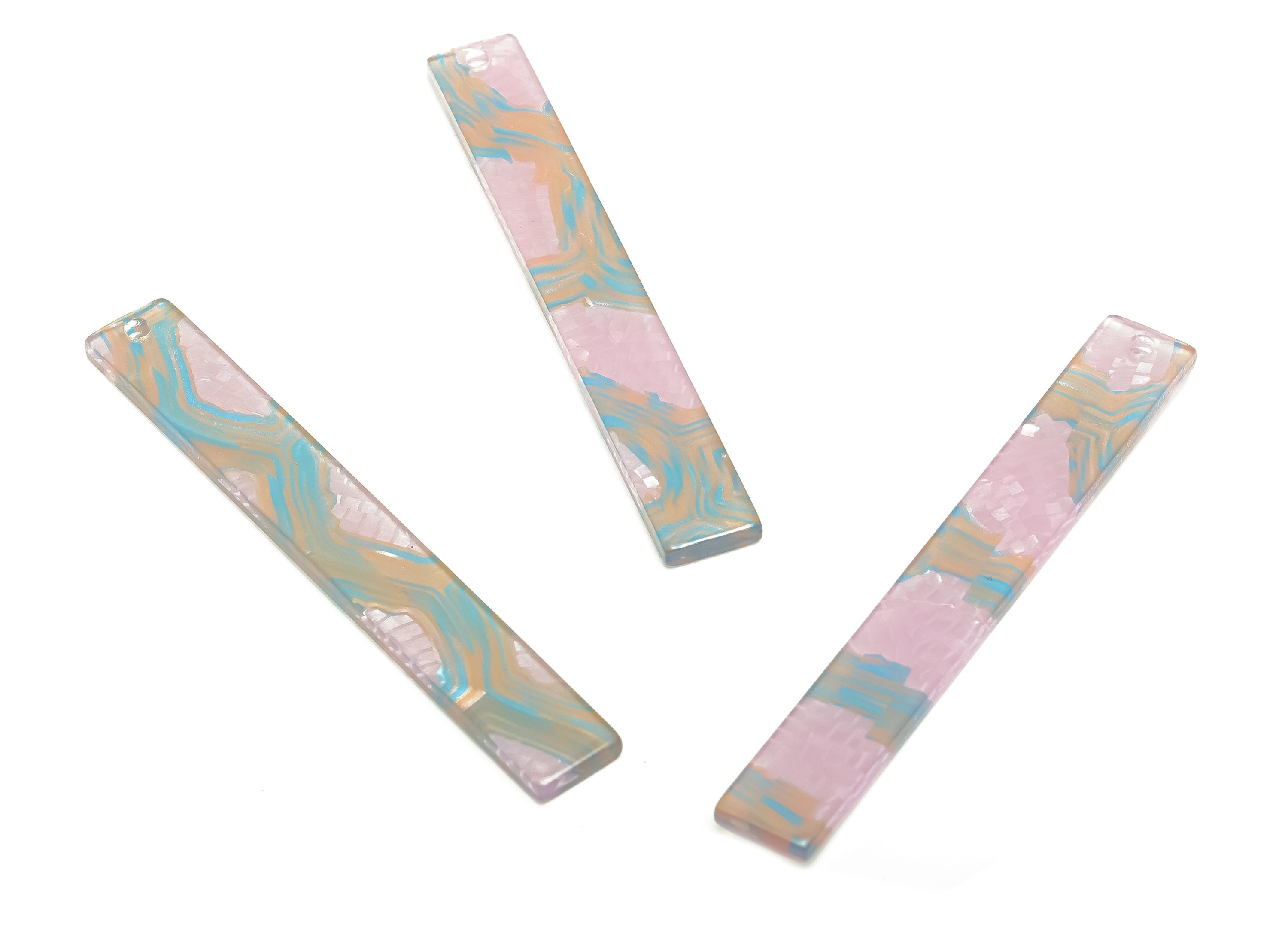 PVC Stick Charms - Bar Earrings and Pendant - Rainbow Charm - Jewelry Supplies - Color Code: A579 - 59x7.8x2.56mm - AC2622-A579 - DOMEDBAZAAR