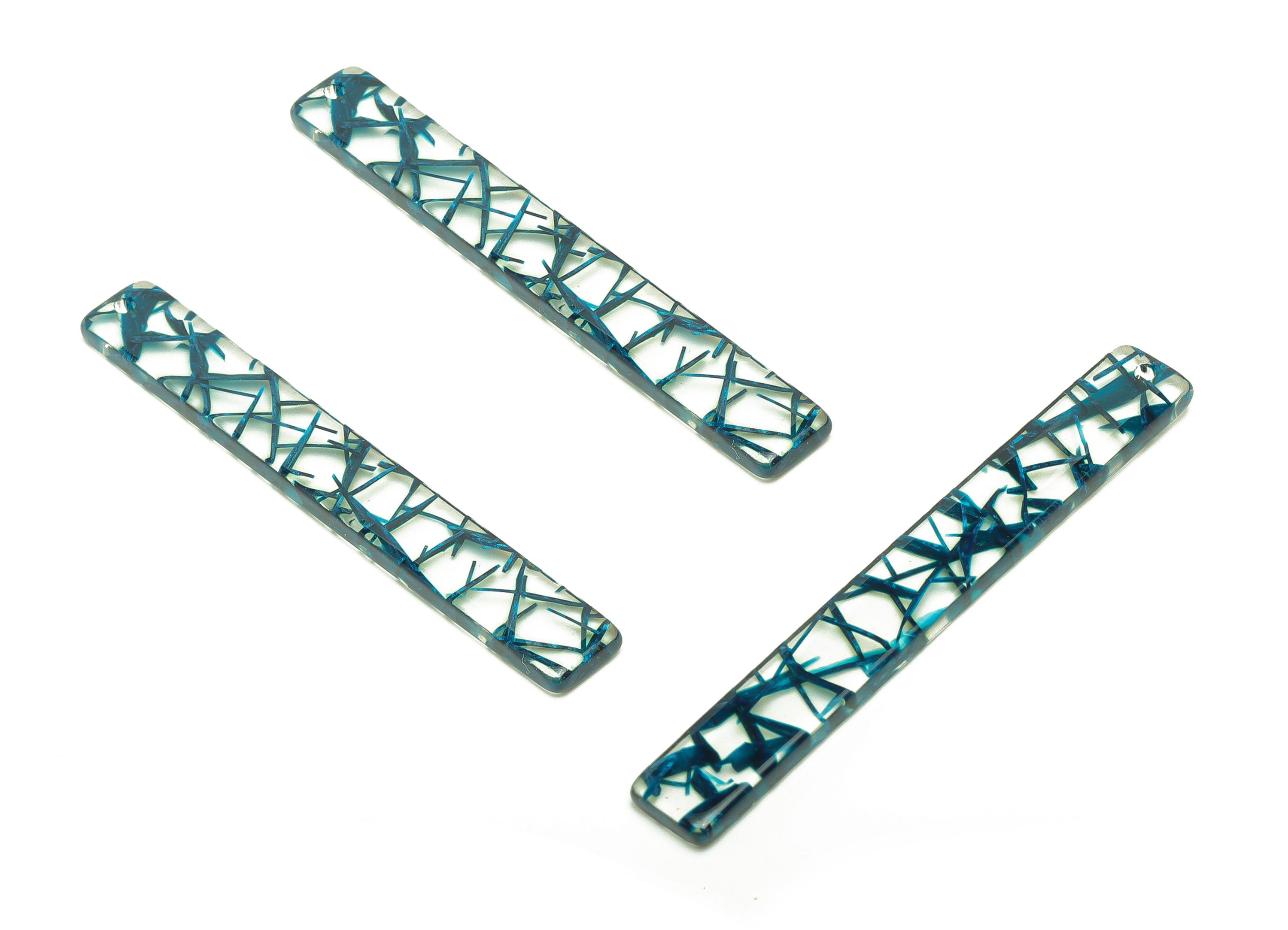 Acetate Stick Charms - Bar Earrings and Pendant - Blue transparent Earring Charm - Jewelry Supplies - Color Code: A566 - 59x8x3mm - AC2622 - DOMEDBAZAAR