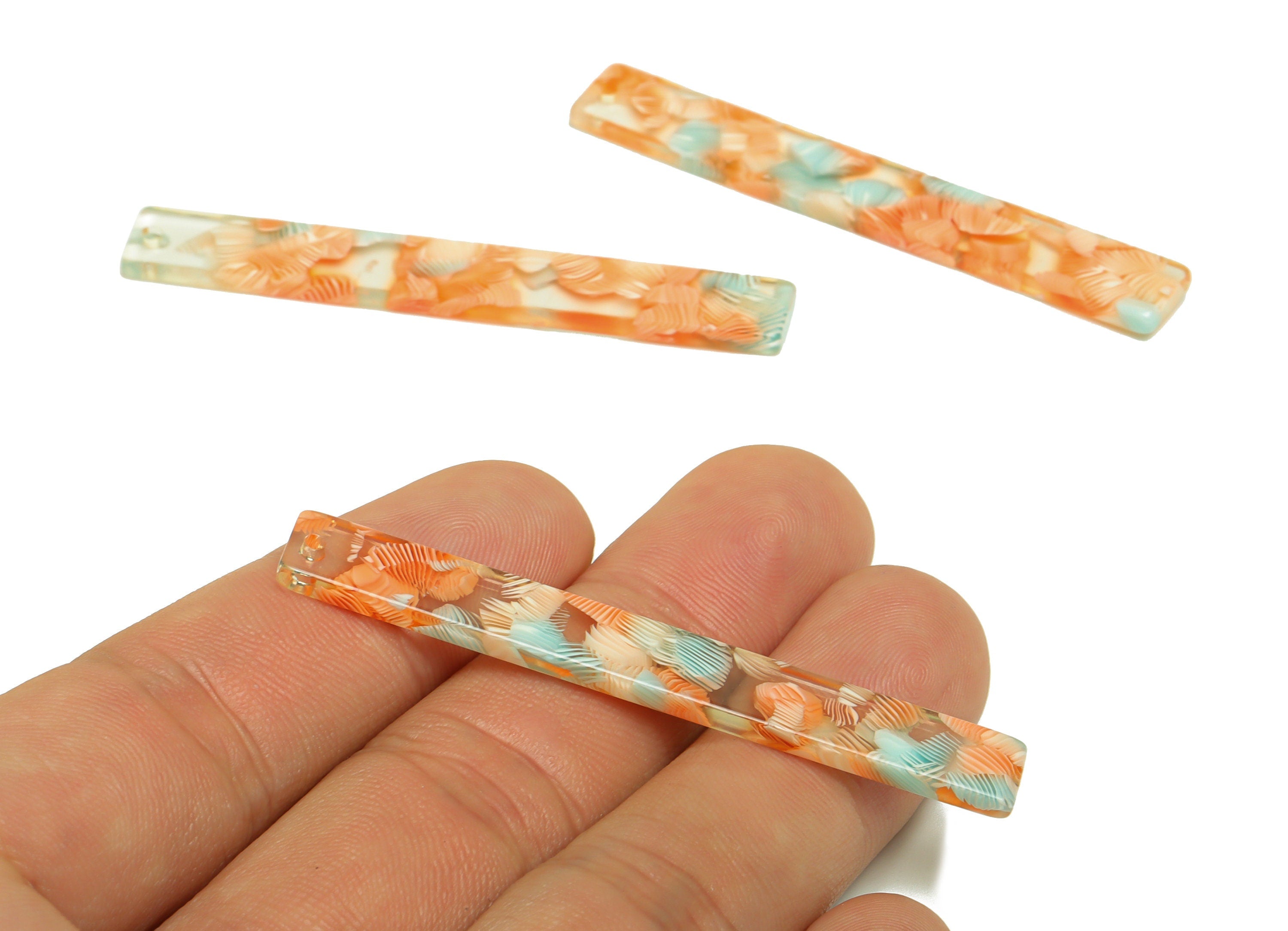 Acetate Stick Charms - Bar Earrings and Pendant - Rainbow Earring Charm - Jewelry Supplies - Color Code: A976 - 59x7.8x2.56mm - AC2622-A976 - DOMEDBAZAAR