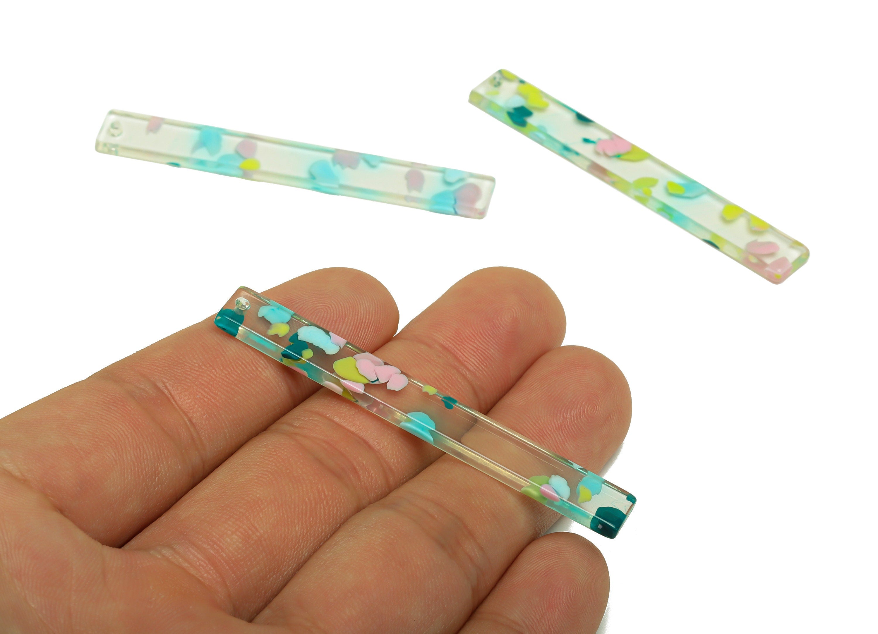 Acrylic Stick Charms - Bar Earrings and Pendant - Transparent Charm - Jewelry Supplies - Color Code: A222 - 59x7.8x2.56mm - AC2622-A222 - DOMEDBAZAAR