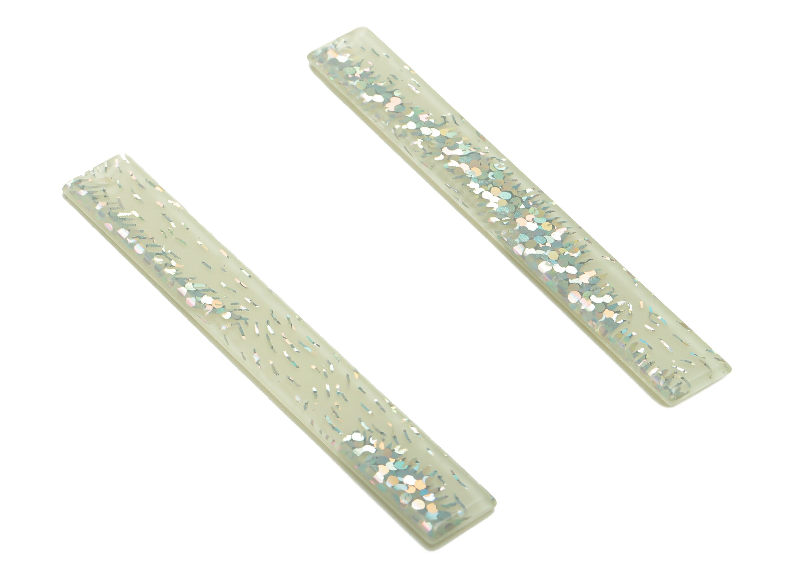 PVC Stick Charms - Bar Earrings and Pendant -White Sequins Charm - Jewelry Supplies - Color Code: A556 - 59x7.8x2.56mm - AC2622-A556 - DOMEDBAZAAR
