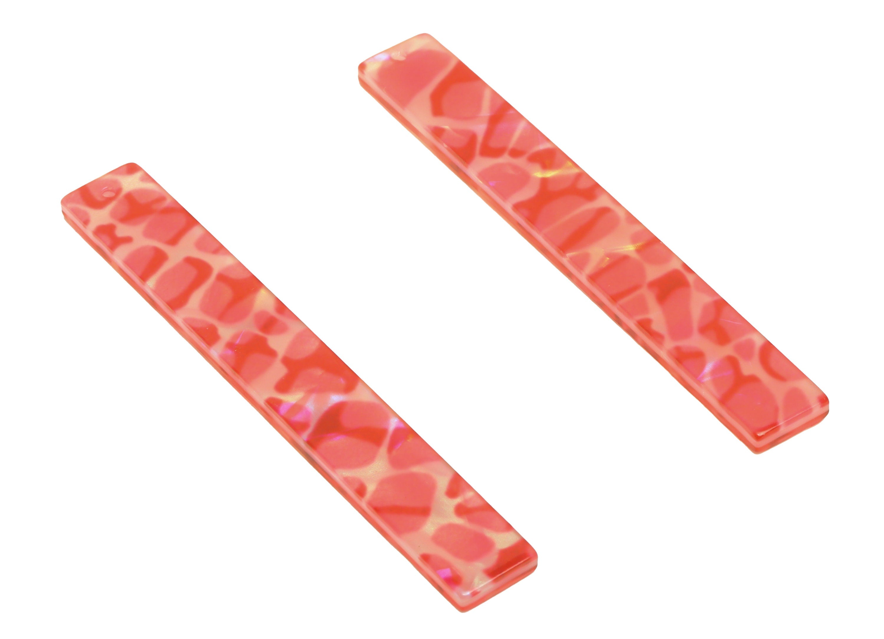 Acrylic Stick Charms - Bar Earrings and Pendant - Pink Leopard Print Charm - Jewelry Supplies - Color Code: A987 - 59x7.8x2.56mm - AC2622 - DOMEDBAZAAR