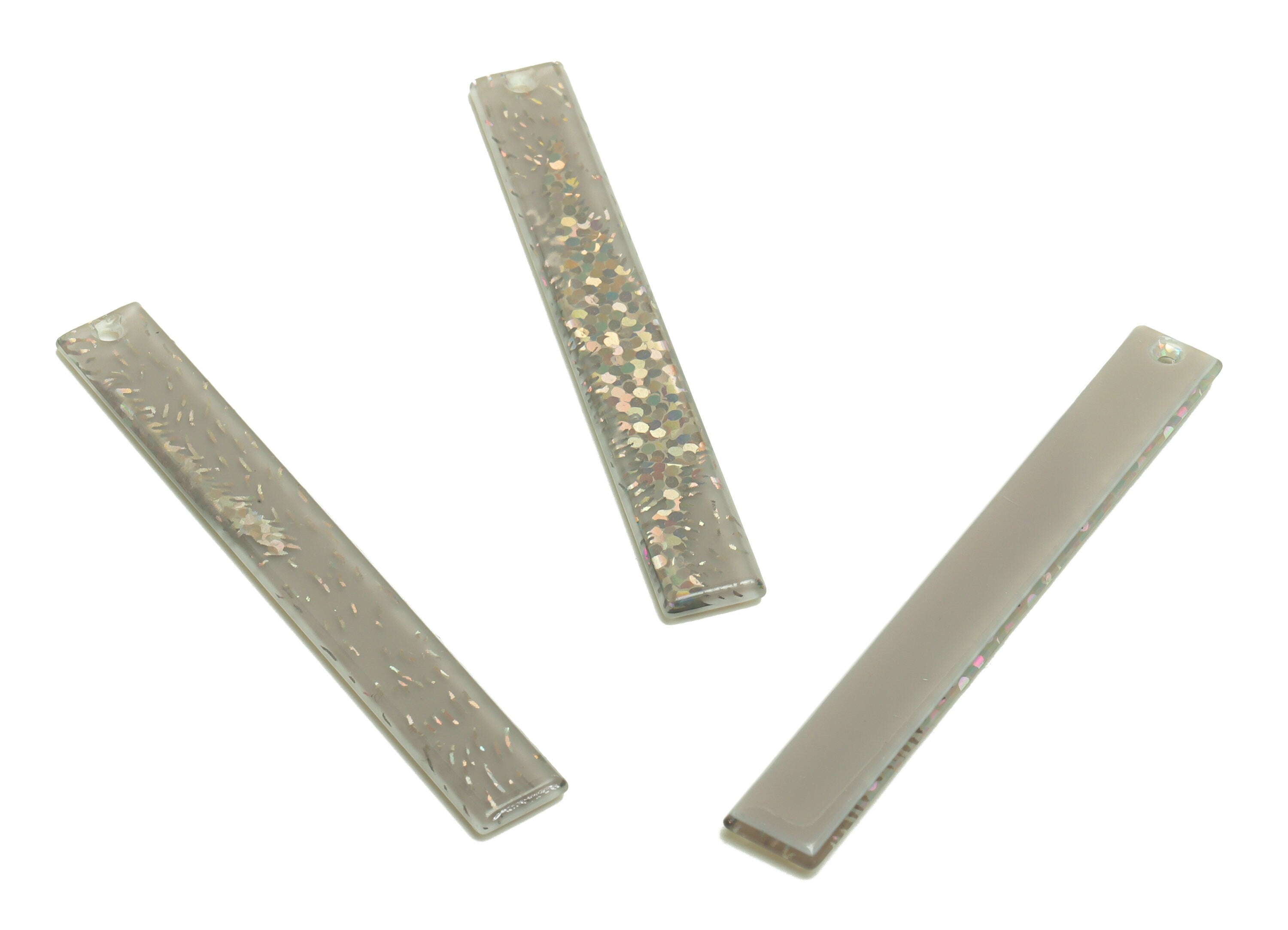 PVC Stick Charms - Bar Earrings and Pendant - Grey Sequins Charm - Jewelry Supplies - Color Code: A557 - 59x7.8x2.56mm - AC2622-A557 - DOMEDBAZAAR