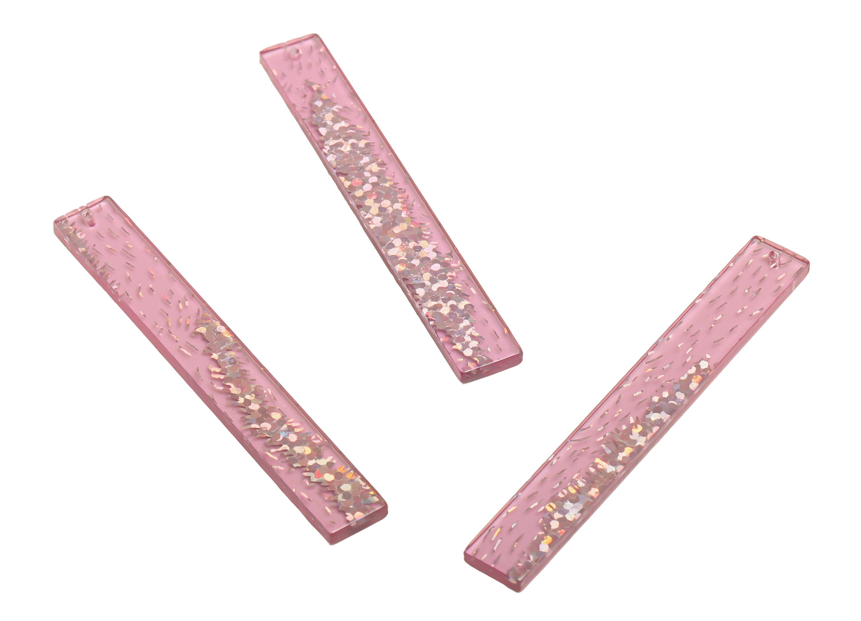 Acrylic Stick Charms - Bar Earrings and Pendant - transparent Sequins Charm - Jewelry Supplies - Color Code: A986 - 59x7.8x2.56mm - AC2622 - DOMEDBAZAAR