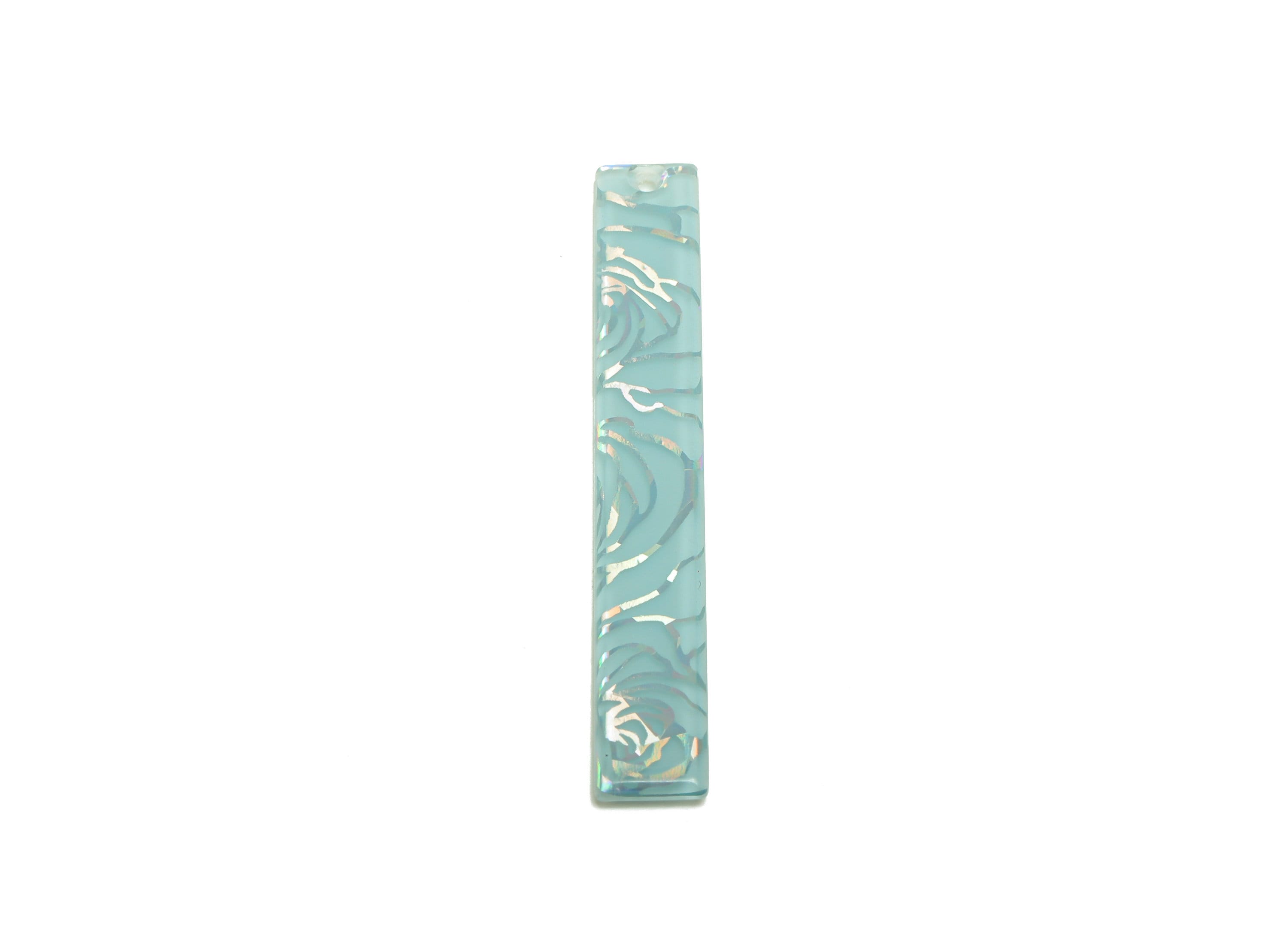 Acrylic Stick Charms - Bar Earrings and Pendant - Blue Rose Charm - Jewelry Supplies - Color Code: A555 - 59x7.8x2.56mm - AC2622-A555 - DOMEDBAZAAR
