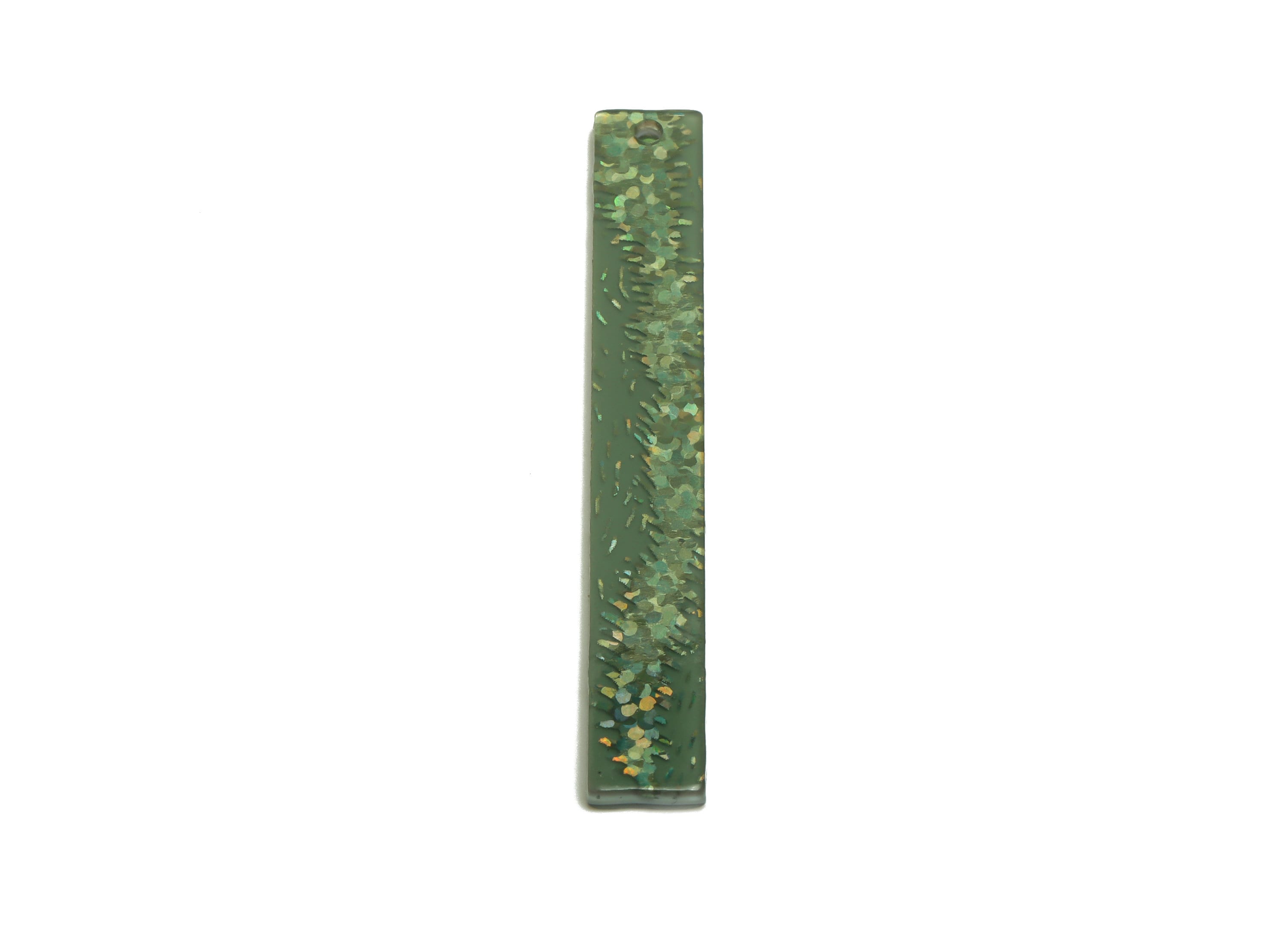 PVC Stick Charms - Bar Earrings and Pendant - Green Sequins Charm - Jewelry Supplies - Color Code: A963 - 59x7.8x2.56mm - AC2622-A963 - DOMEDBAZAAR