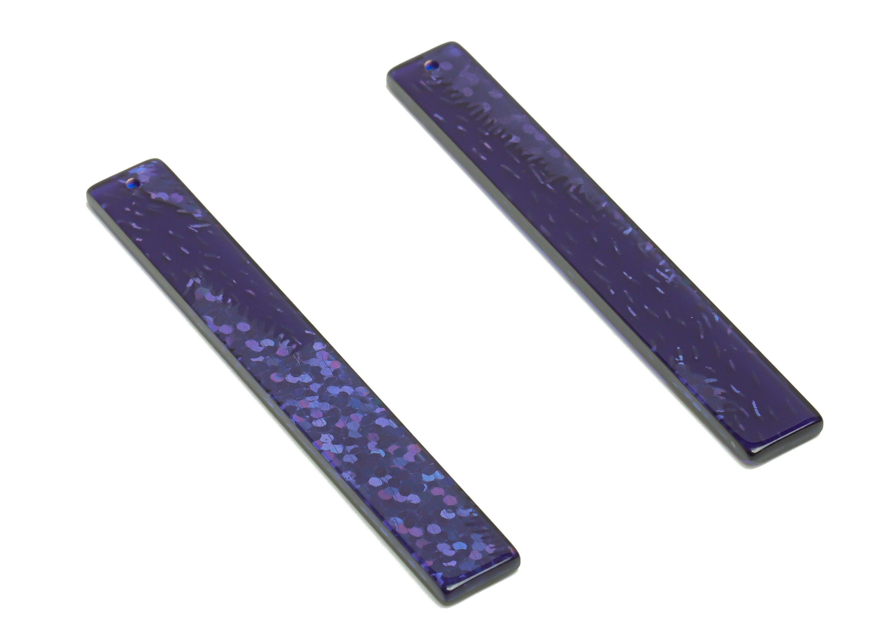 Acrylic Stick Charms - Bar Earrings and Pendant - Purple Sequins Earring Charm - Jewelry Supplies - Color Code: A1004 - 59x8x2.5mm - AC2622 - DOMEDBAZAAR