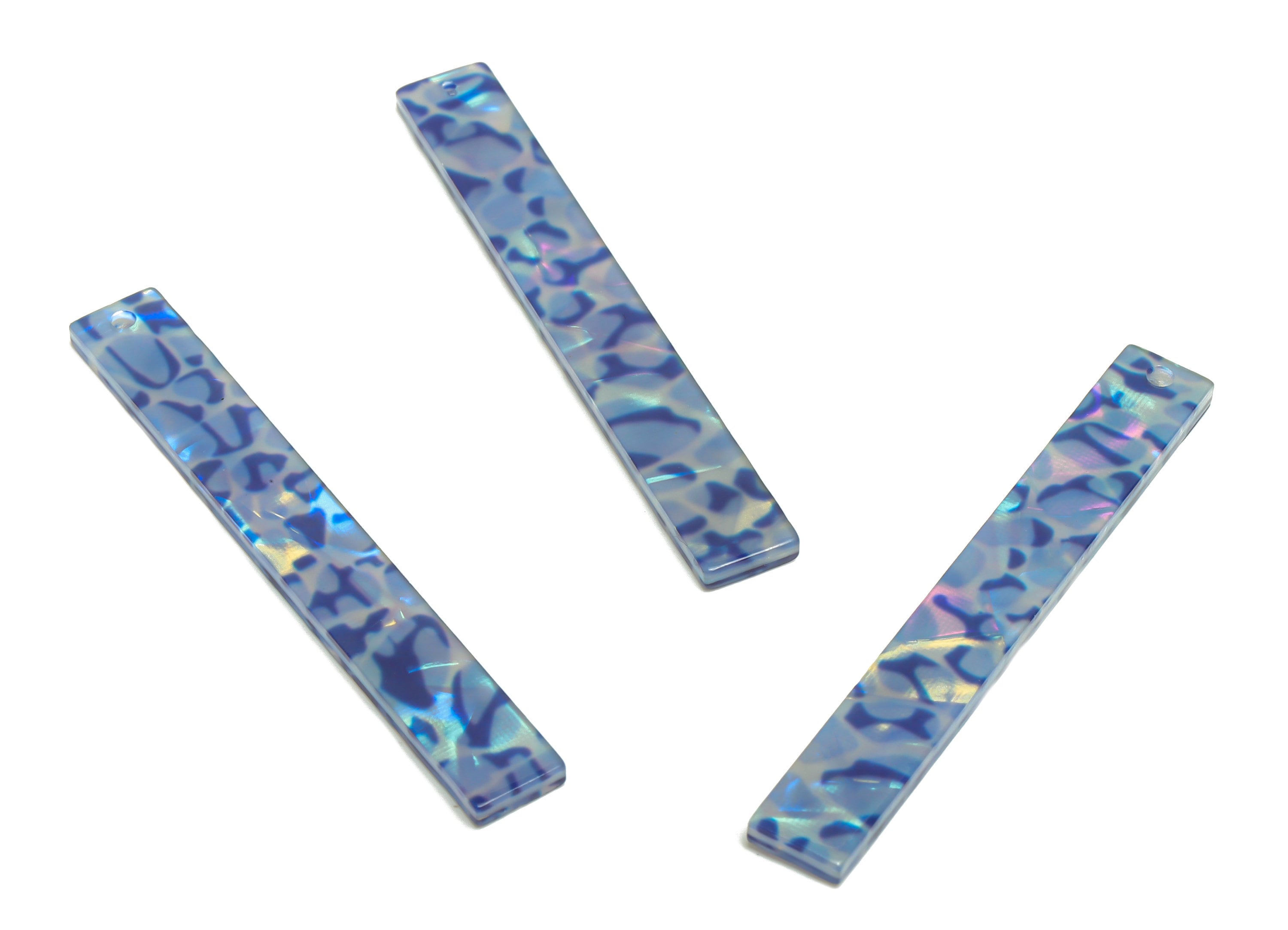 Acrylic Stick Charms - Bar Earrings and Pendant - Blue Ripple Charm - Jewelry Supplies - Color Code: A1009 - 59x7.8x2.5mm - AC2622-A1009 - DOMEDBAZAAR