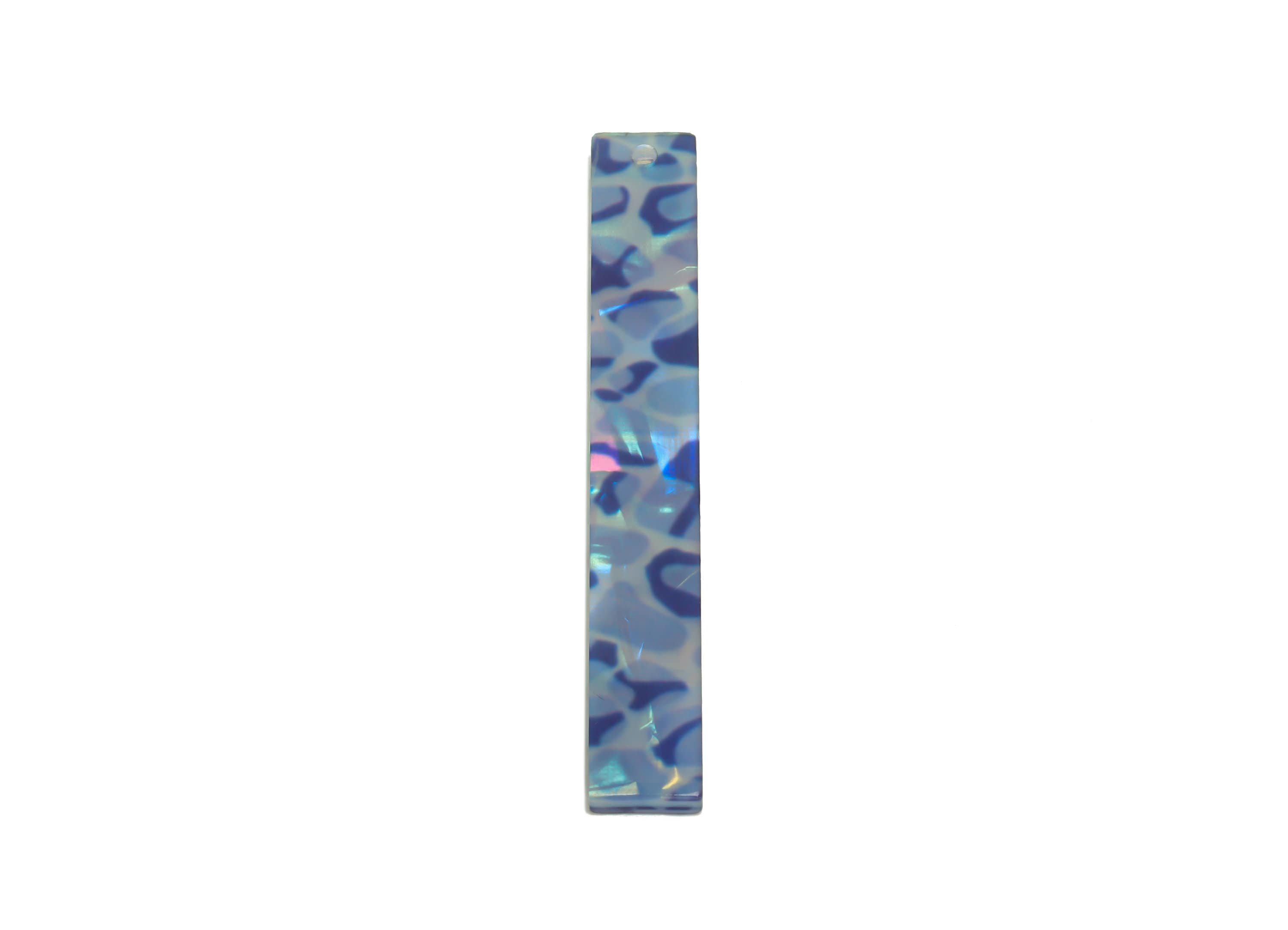 Acrylic Stick Charms - Bar Earrings and Pendant - Blue Ripple Charm - Jewelry Supplies - Color Code: A1009 - 59x7.8x2.5mm - AC2622-A1009 - DOMEDBAZAAR