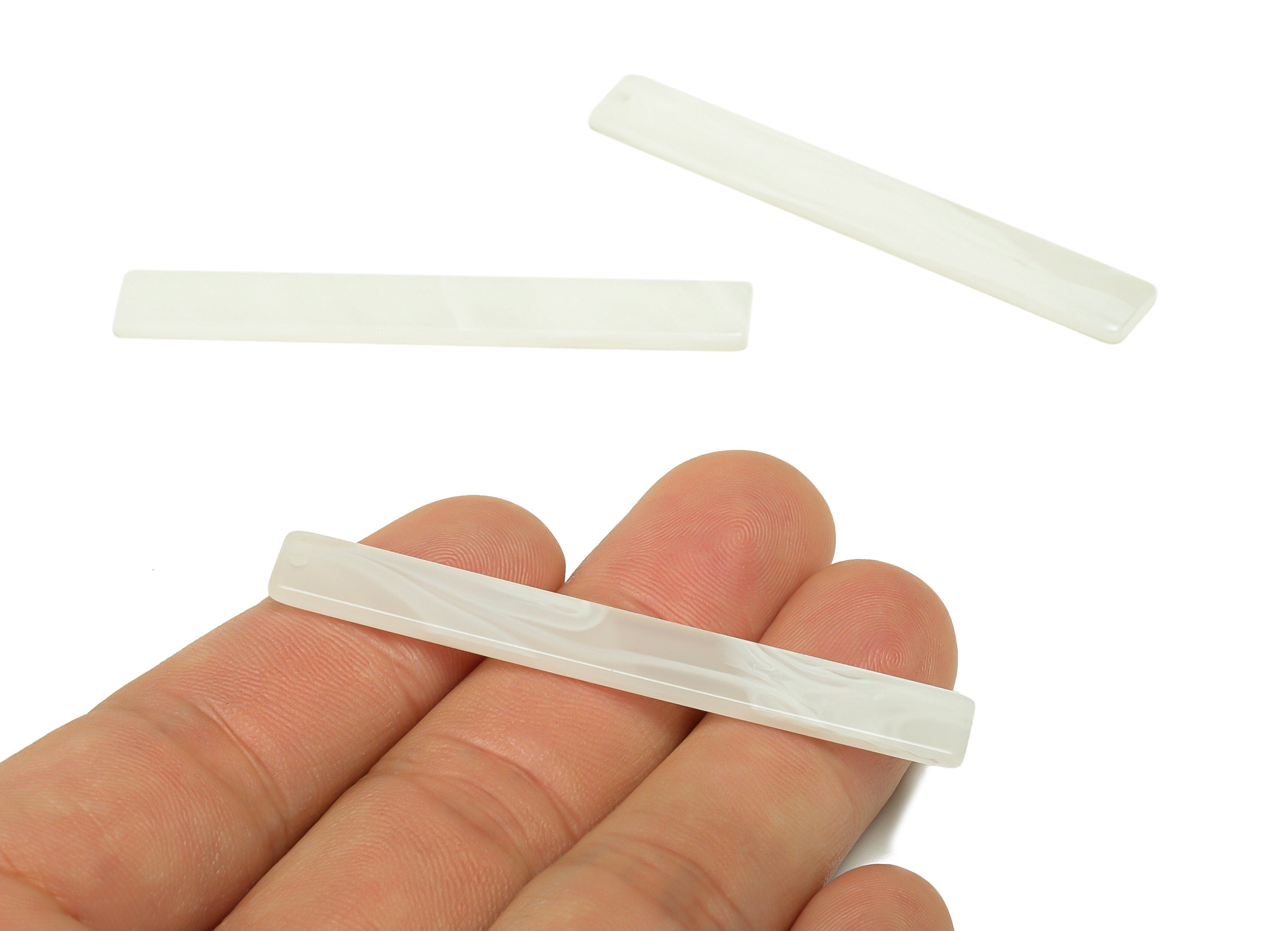 Acrylic Stick Charms - Bar Earrings and Pendant - White Earring Charm - Jewelry Supplies - Color Code: A520 - 59x7.8x2.5mm - AC2622-A520 - DOMEDBAZAAR