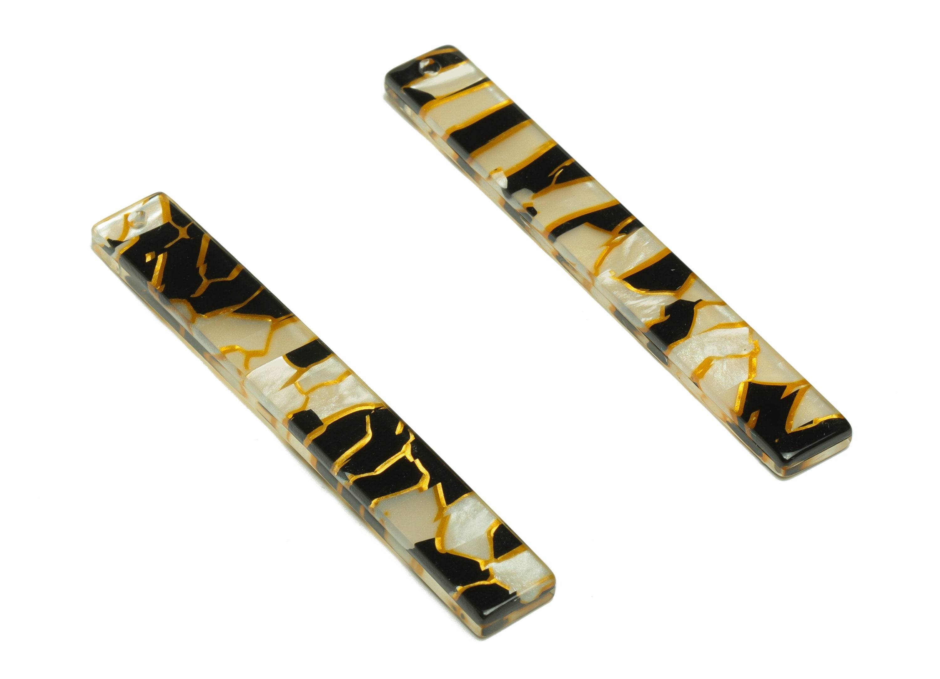 Acrylic Stick Charms - Bar Earrings and Pendant - Zebra Print Earring Charm - Jewelry Supplies - Color Code: A403 - 59x7.8x2.5mm - AC2622 - DOMEDBAZAAR