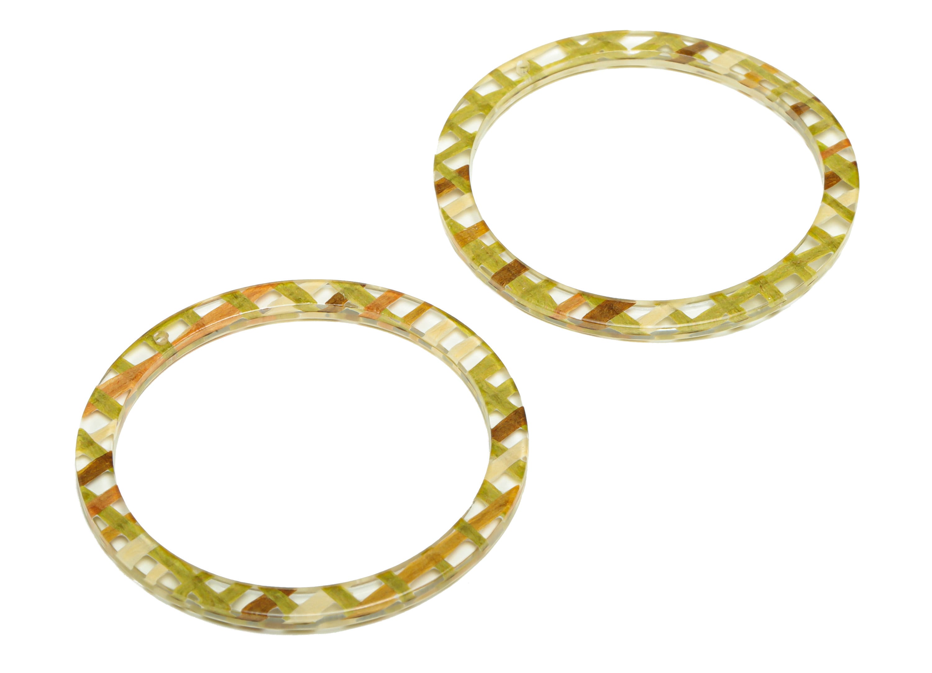 Acrylic Hoop Earrings Charms - Circle Pendant - Transparent Earring Findings - Jewelry Supplies - Color Code:A974 - 44x44.3x2mm -AC2620-A974 - DOMEDBAZAAR