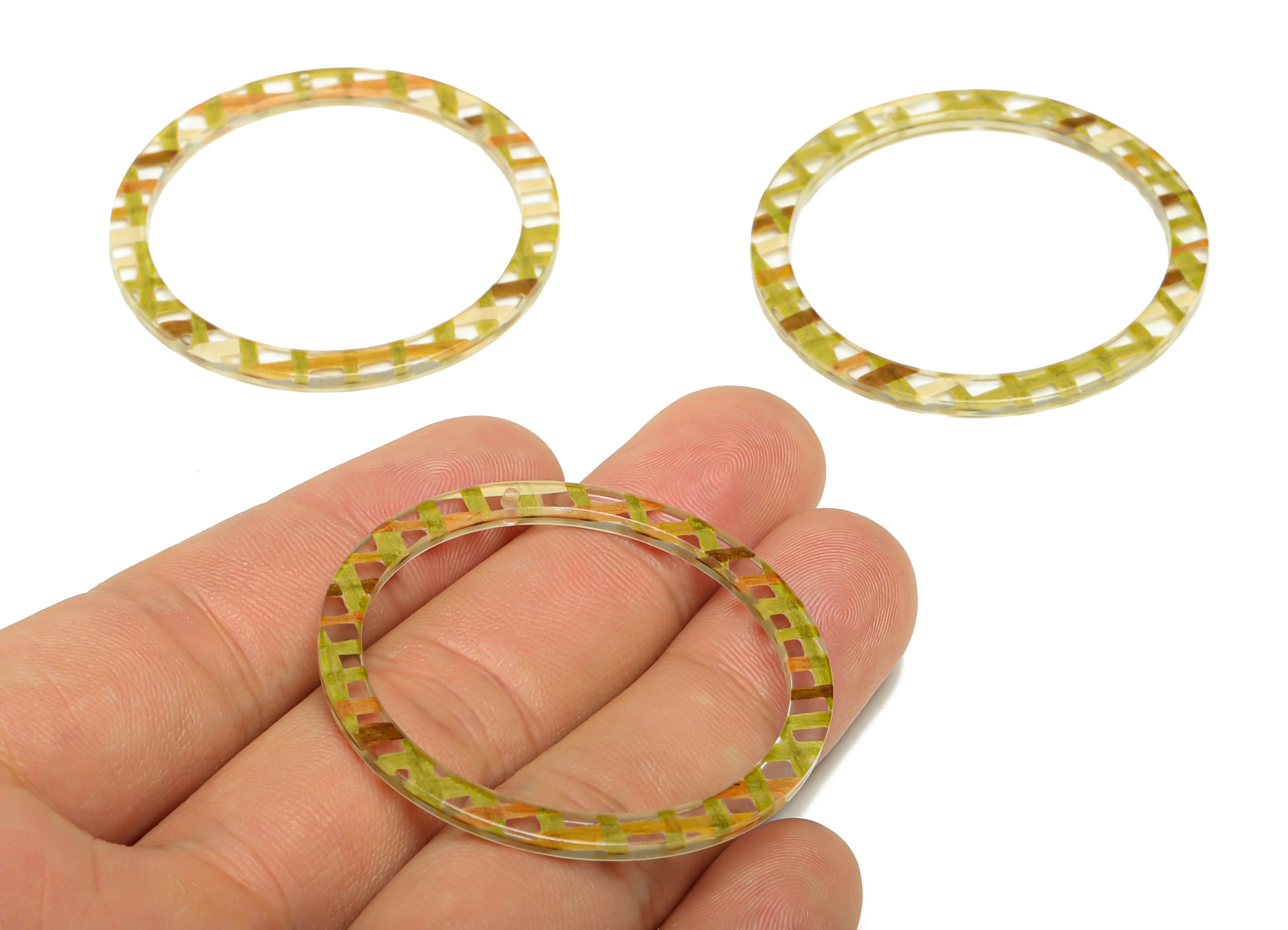 Acrylic Hoop Earrings Charms - Circle Pendant - Transparent Earring Findings - Jewelry Supplies - Color Code:A974 - 44x44.3x2mm -AC2620-A974 - DOMEDBAZAAR