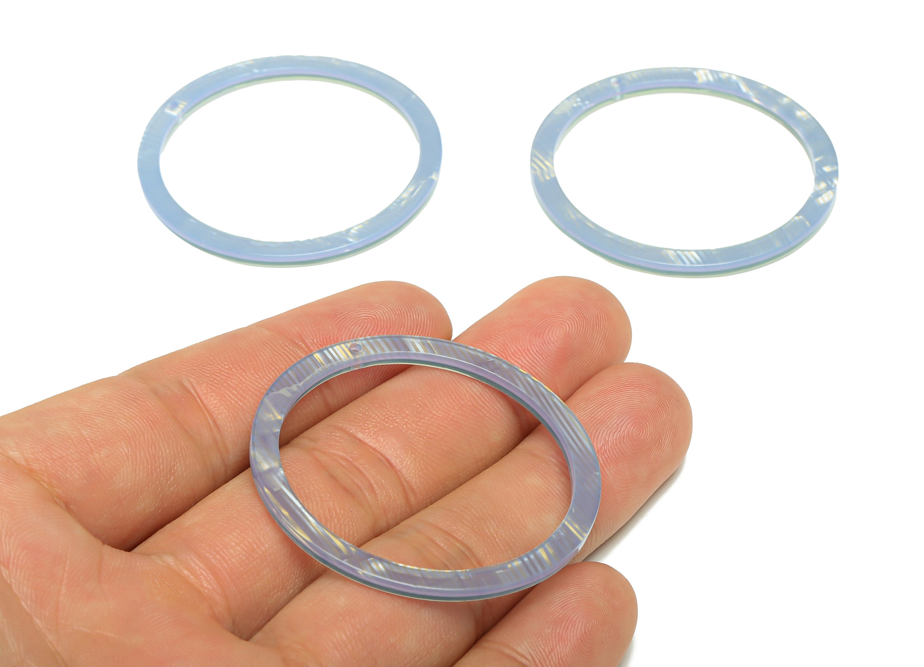 Acrylic Hoop Earrings Charms - Circle Pendant - Blue Earring Findings - Jewelry Supplies - Color Code:A984 - 44x44.3x2mm -AC2620-A984 - DOMEDBAZAAR