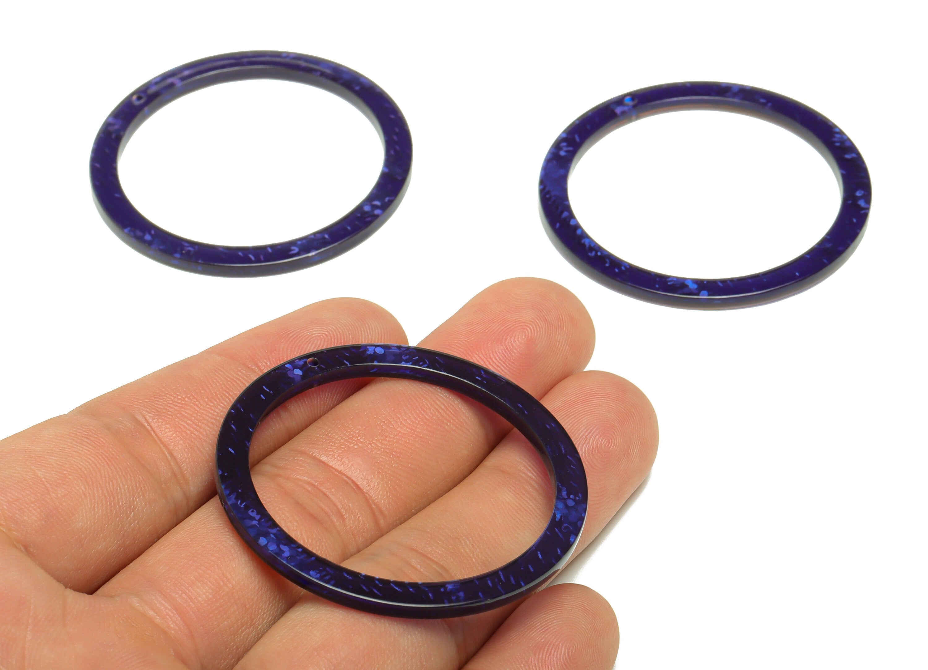 PVC Hoop Earrings Charms - Circle Pendant - Purple sequins Earring Findings - Jewelry Supplies - Color Code:A958 - 44x44x2mm-AC2620-A958 - DOMEDBAZAAR