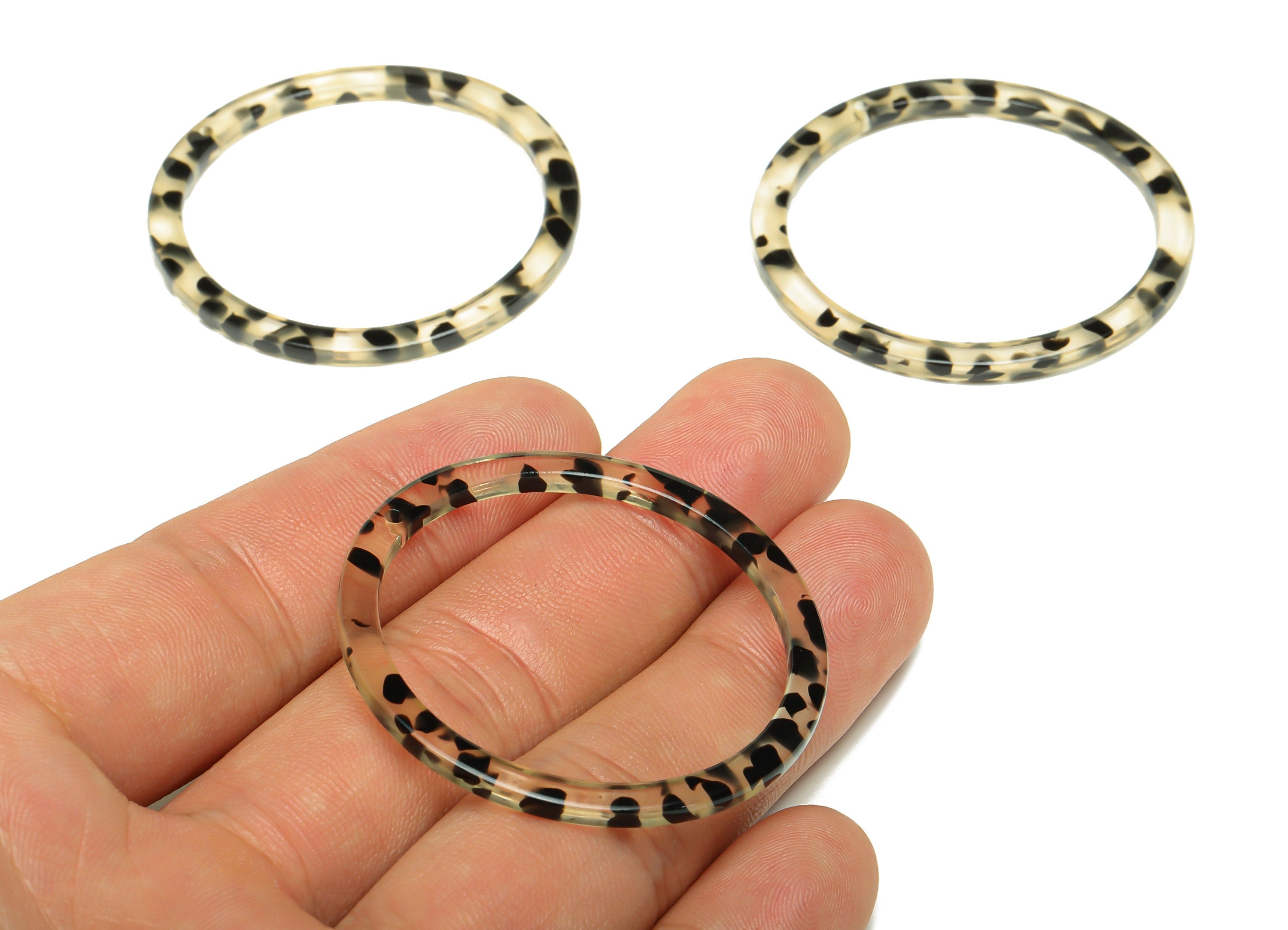 Acetate Hoop Earrings Charms - Circle Pendant - Rainbow Earring Findings - Jewelry Supplies - Color Code:A701 - 44x44.3x2.6mm -AC2620-A701 - DOMEDBAZAAR