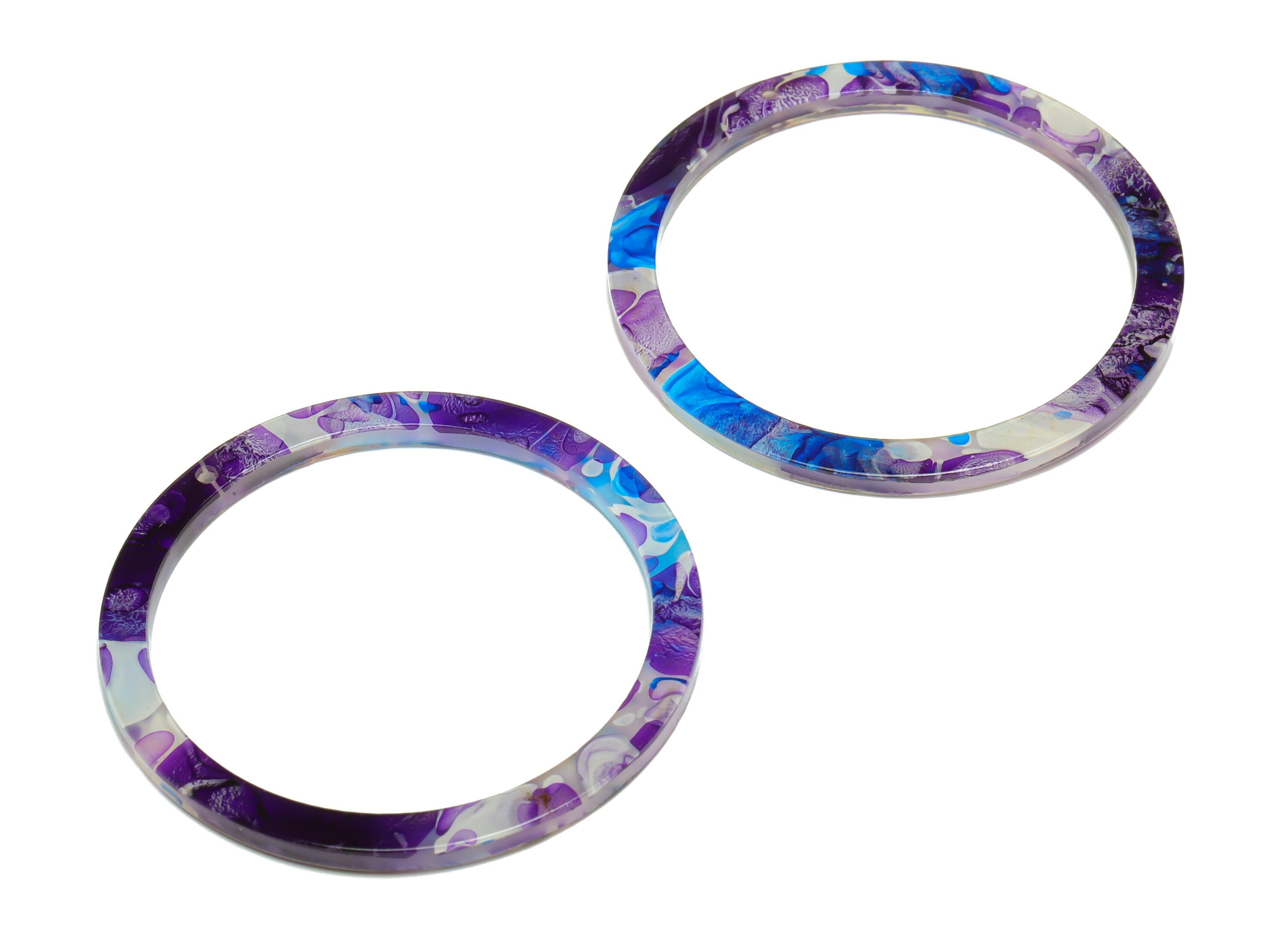Acrylic Hoop Earrings Charms - Circle Pendant - Rainbow Earring Findings - Jewelry Supplies - Color Code:A943 - 44x44.3x2mm -AC2620-A943 - DOMEDBAZAAR