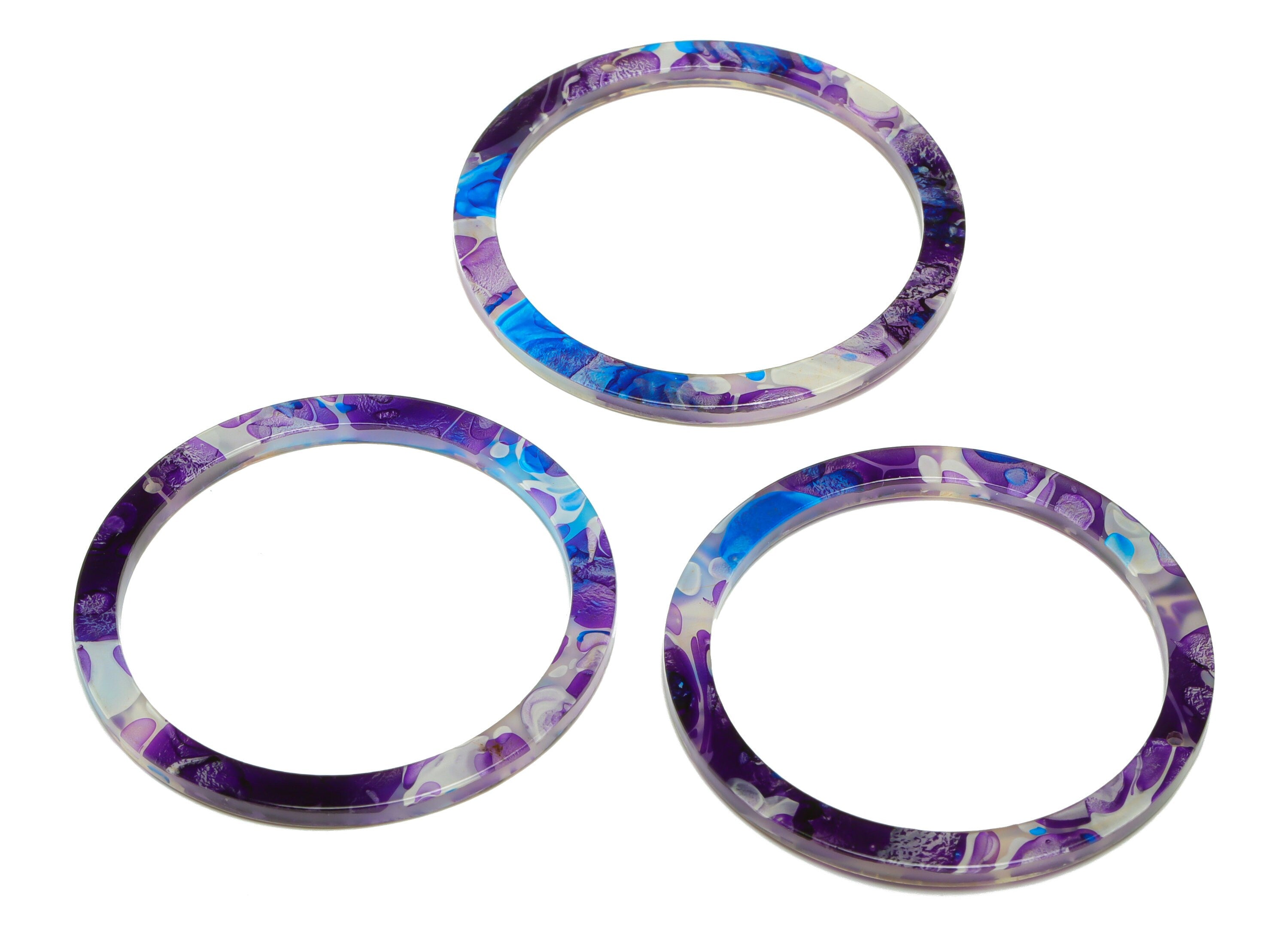 Acrylic Hoop Earrings Charms - Circle Pendant - Rainbow Earring Findings - Jewelry Supplies - Color Code:A943 - 44x44.3x2mm -AC2620-A943 - DOMEDBAZAAR
