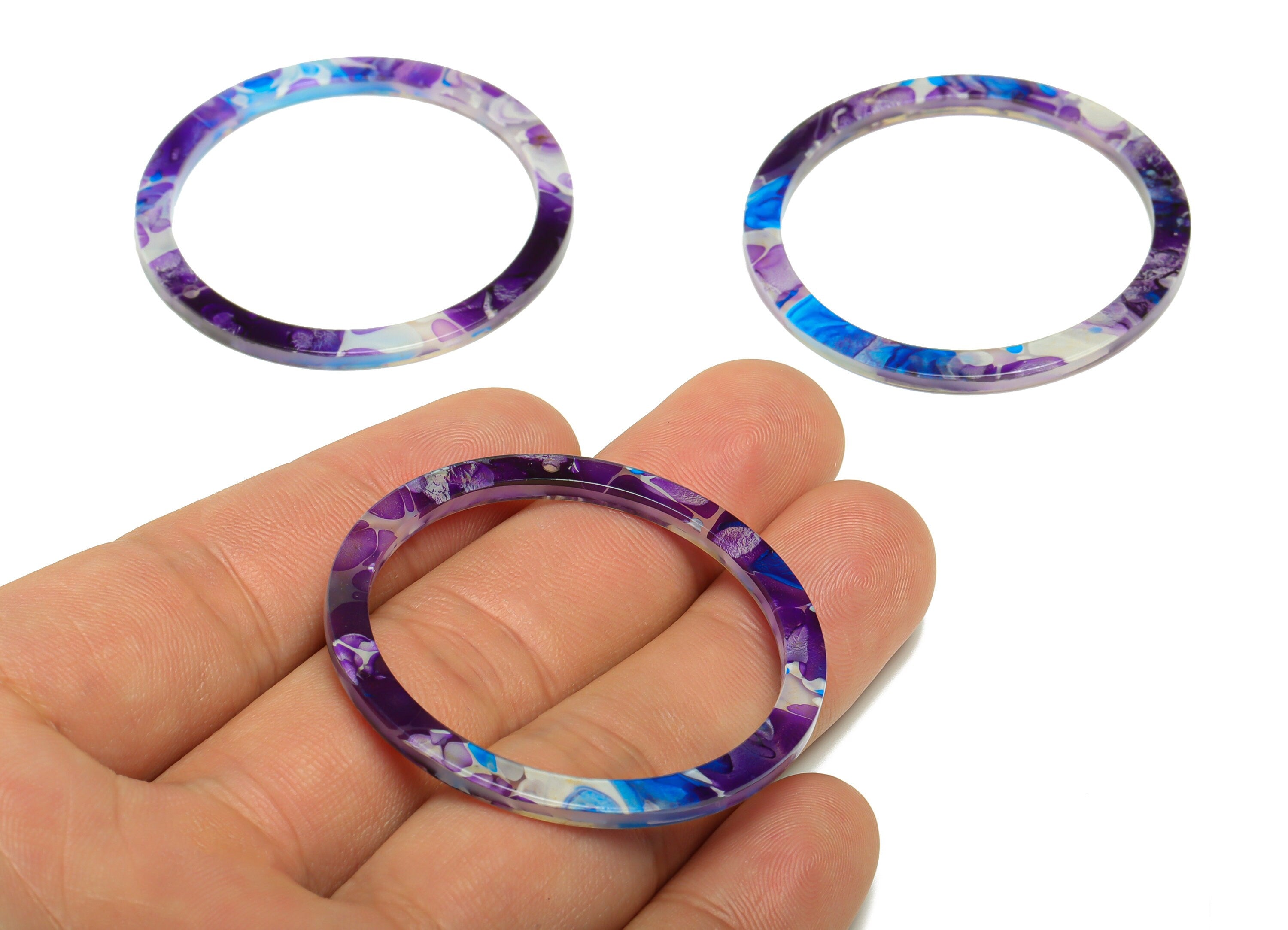 Acrylic Hoop Earrings Charms - Circle Pendant - Rainbow Earring Findings - Jewelry Supplies - Color Code:A943 - 44x44.3x2mm -AC2620-A943 - DOMEDBAZAAR