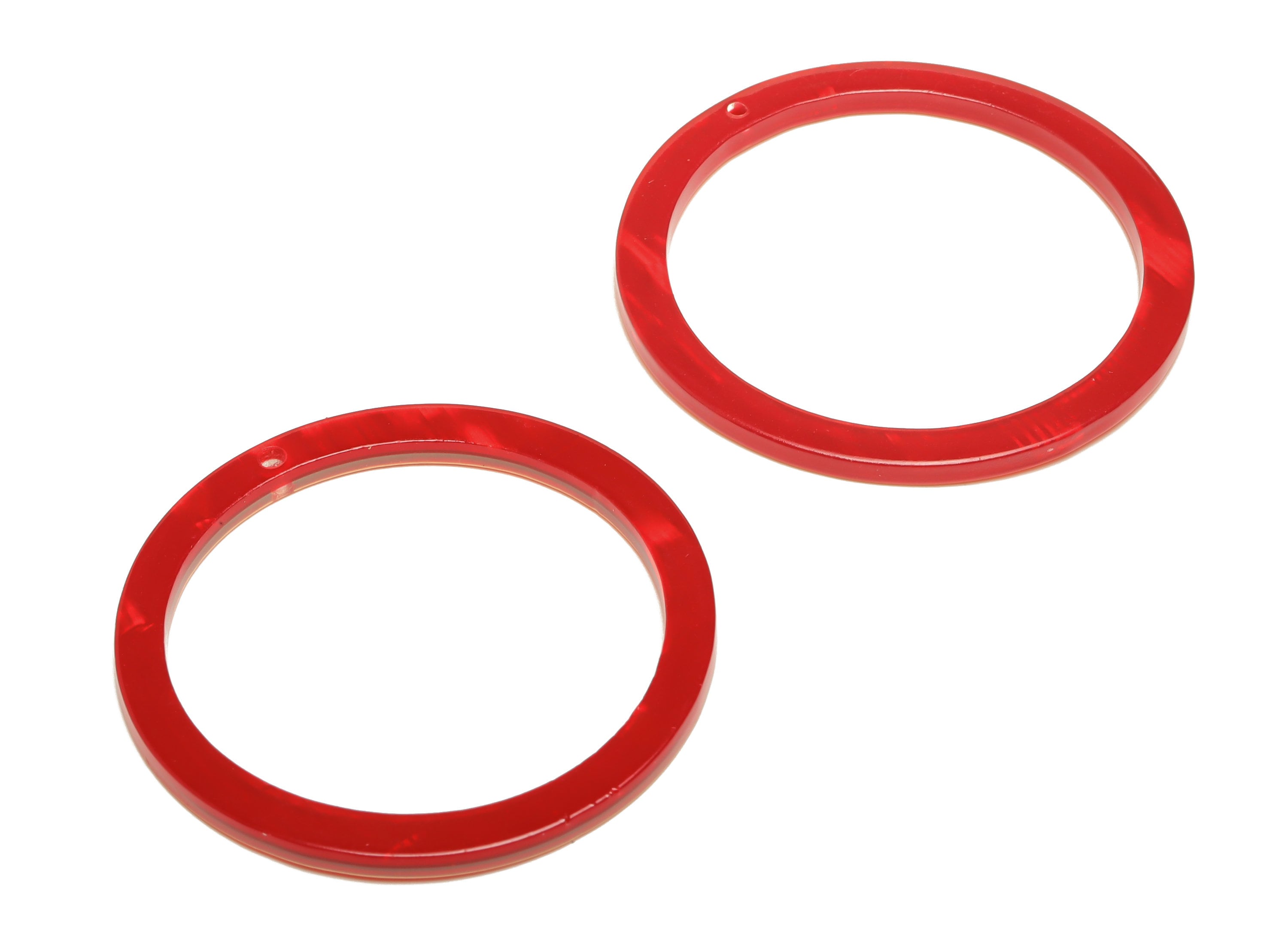 PVC Hoop Earrings Charms - Circle Pendant - Red Earring Findings - Jewelry Supplies - Color Code:A900 - 44x44x2mm-AC2620-A900 - DOMEDBAZAAR