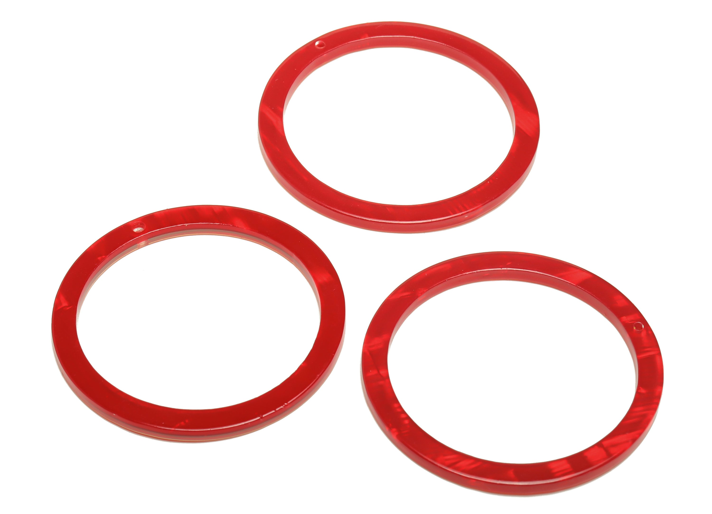 PVC Hoop Earrings Charms - Circle Pendant - Red Earring Findings - Jewelry Supplies - Color Code:A900 - 44x44x2mm-AC2620-A900 - DOMEDBAZAAR