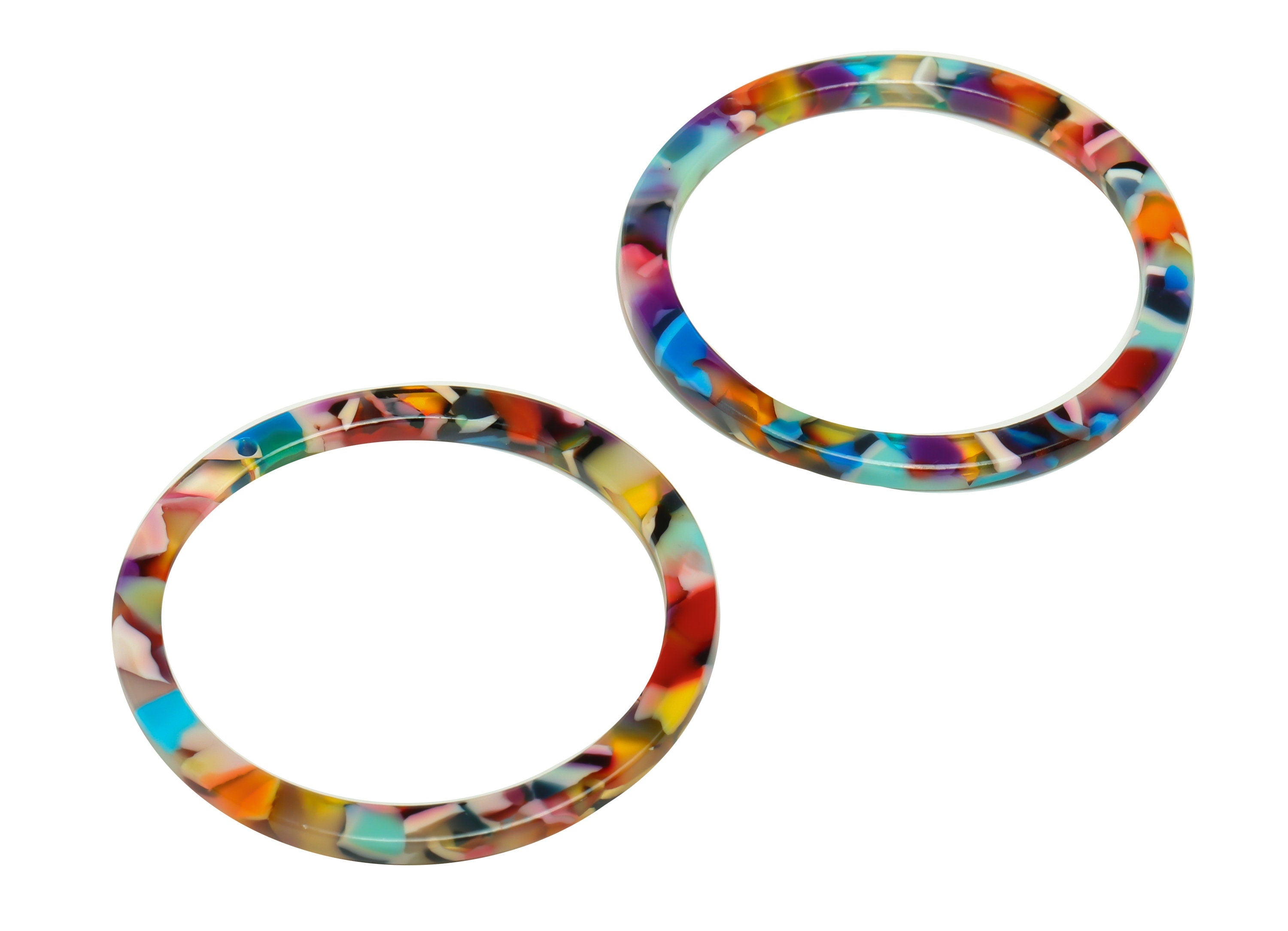 Acetate Hoop Earrings Charms - Circle Pendant - Rainbow Earring Findings - Jewelry Supplies - Color Code:A21 - 44x44.3x2.6mm -AC2620-A21 - DOMEDBAZAAR