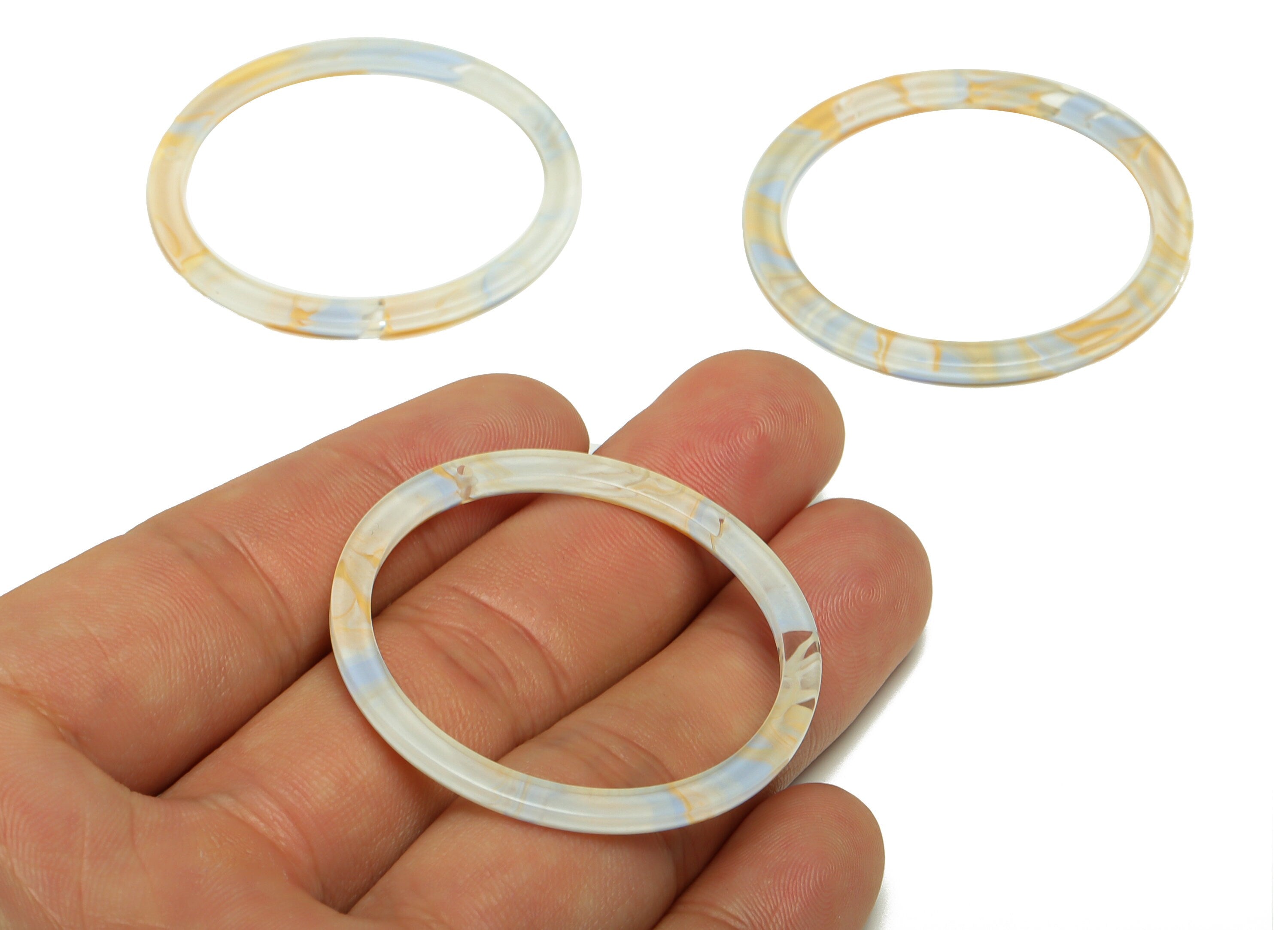 Acrylic Hoop Earrings Charms - Circle Pendant - Rainbow Earring Findings - Jewelry Supplies - Color Code:A982 - 44x44.3x2mm -AC2620-A982 - DOMEDBAZAAR
