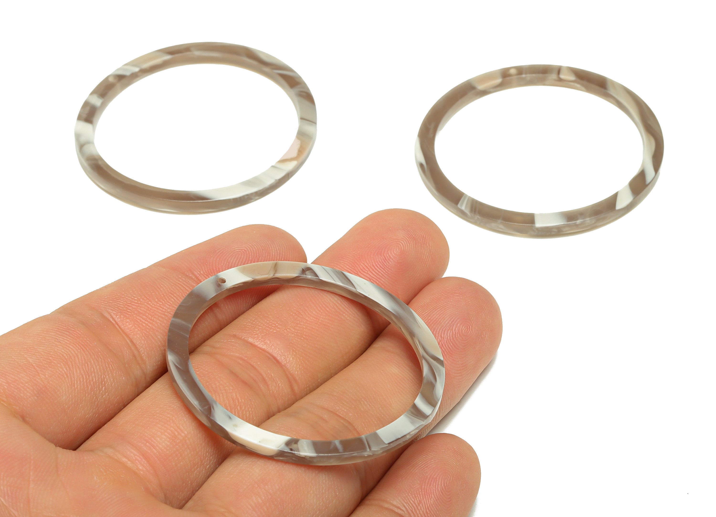 Acrylic Hoop Earrings Charms - Circle Pendant - Rainbow Earring Findings - Jewelry Supplies - Color Code:A944 - 44x44.3x2mm -AC2620-A944 - DOMEDBAZAAR