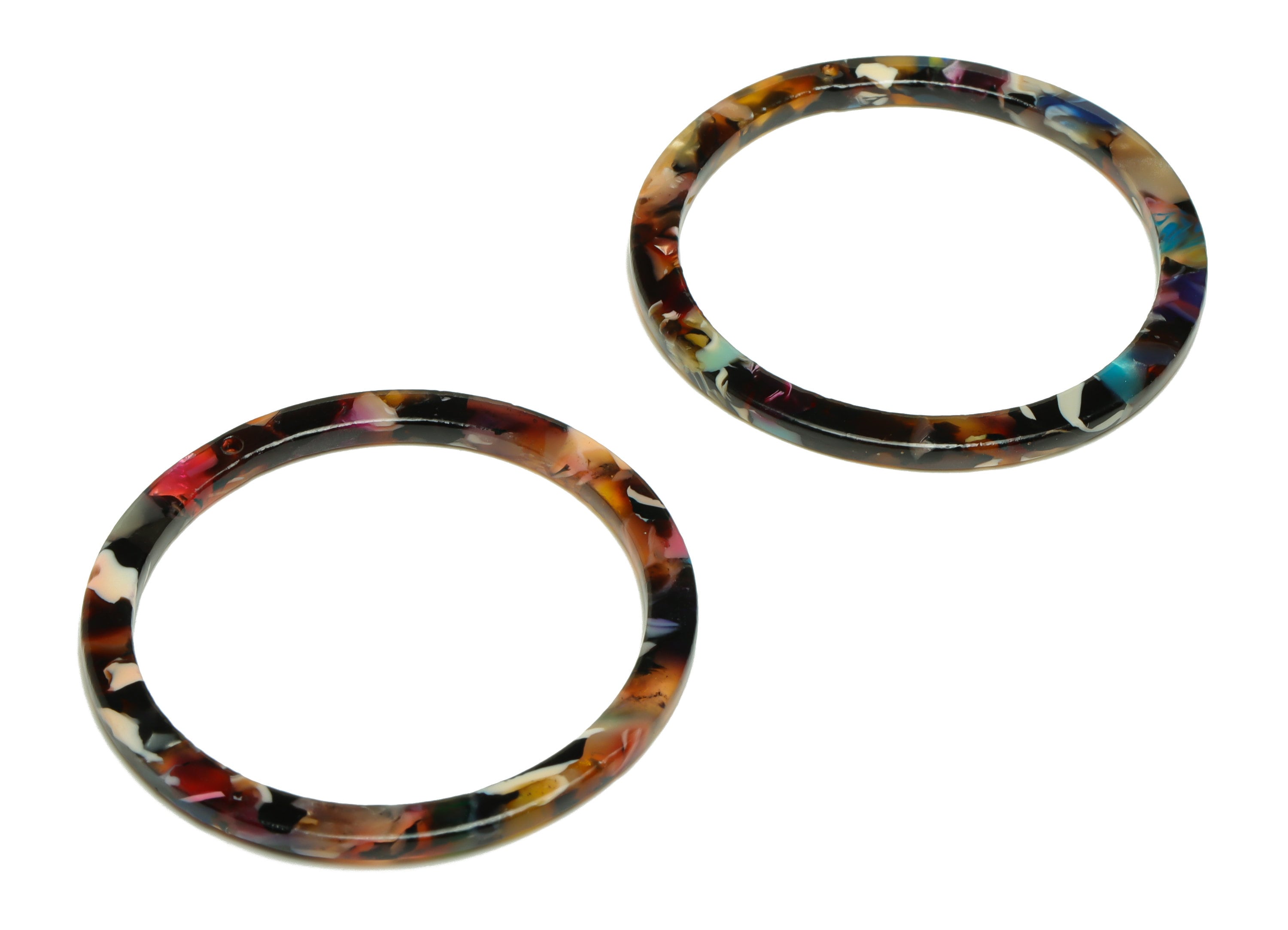 Acetate Hoop Earrings Charms - Circle Pendant - Rainbow Earring Findings - Jewelry Supplies - Color Code:A60 - 44x44.3x2.6mm -AC2620-A60 - DOMEDBAZAAR