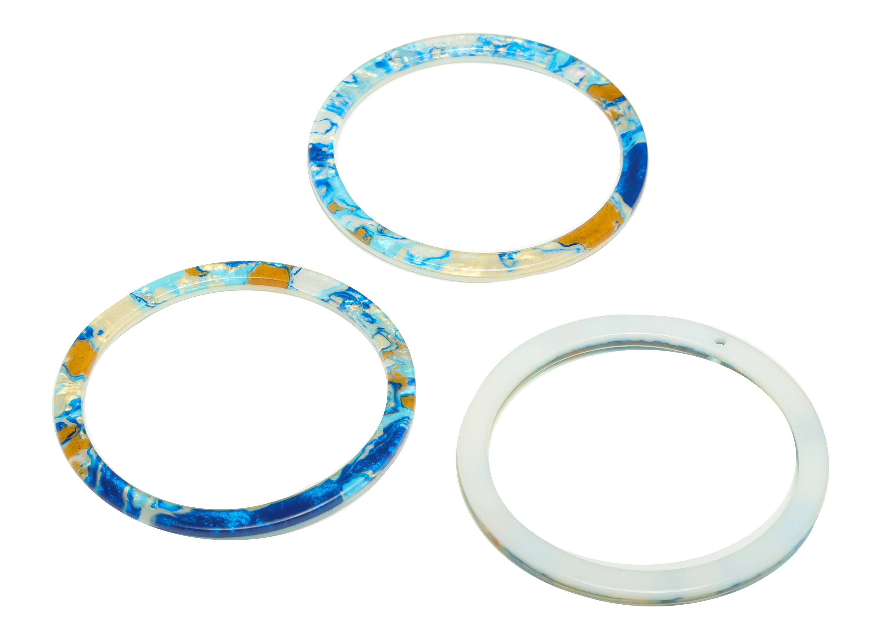 Acrylic Hoop Earrings Charms - Circle Pendant - Ocean Earring Findings - Jewelry Supplies - Color Code:A387 - 44x44.3x2mm -AC2620-A387 - DOMEDBAZAAR