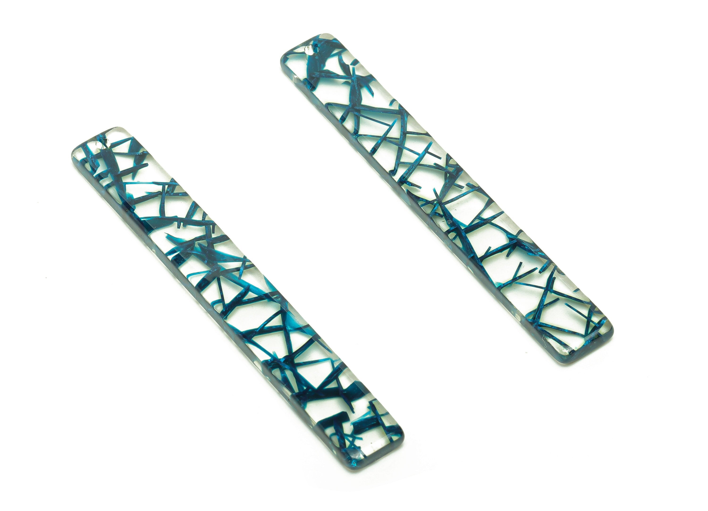 Acetate Stick Charms - Bar Earrings and Pendant - Blue transparent Earring Charm - Jewelry Supplies - Color Code: A566 - 59x8x3mm - AC2622 - DOMEDBAZAAR