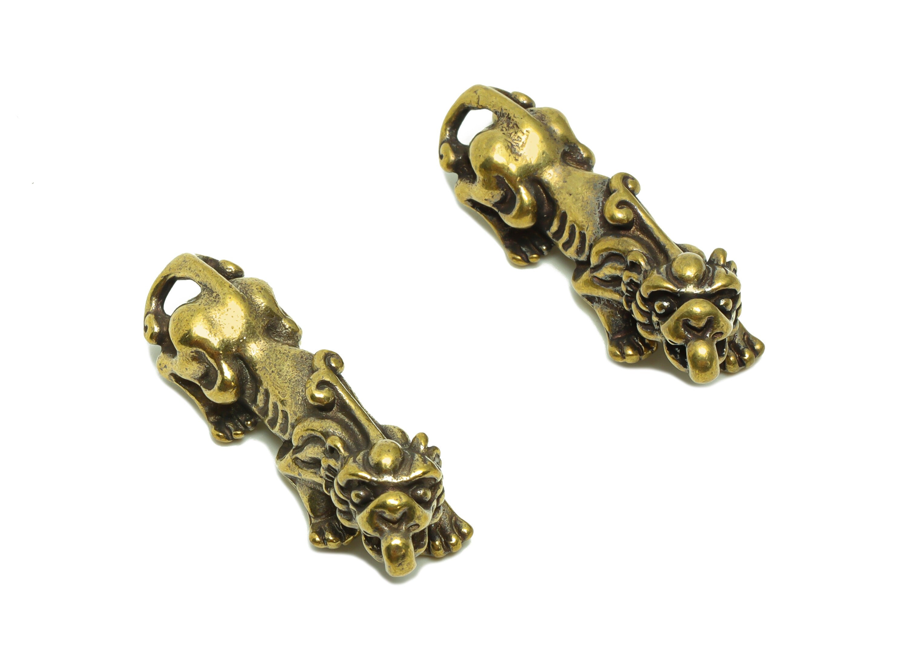 Brass Brave Troops Charm - Raw Brass  Brave Troops Earring Charms - Antique Looking Pendant - Dragon Figure - 38x11.76x14mm - PP8711 - DOMEDBAZAAR