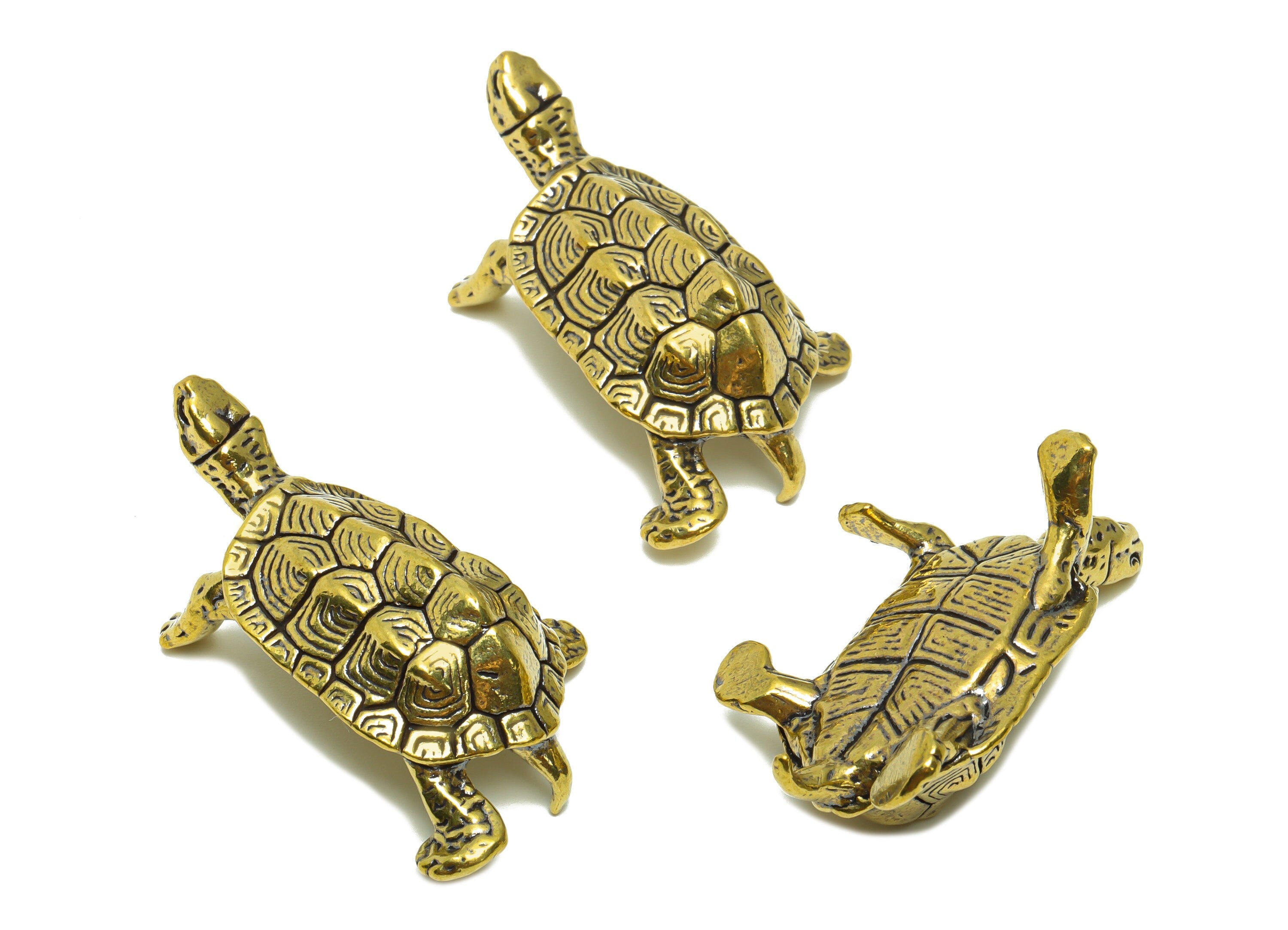 Brass Turtle Charm - Raw Brass Turtle Earring Charms - Antique Looking Pendant - Turtle Figure - Pattern Turtle - 50.08x30.75x13mm - PP8744 - DOMEDBAZAAR