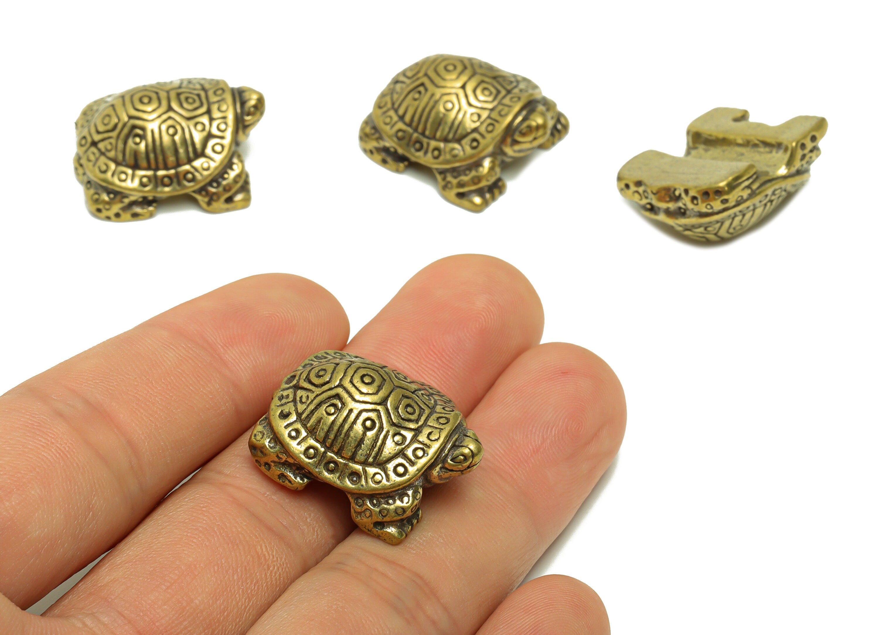 Brass Turtle Charm - Raw Brass Turtle Earring Charms - Antique Looking Pendant - Textured Turtle Figure - Pattern Turtle - 50x30x13mm-PP8722 - DOMEDBAZAAR
