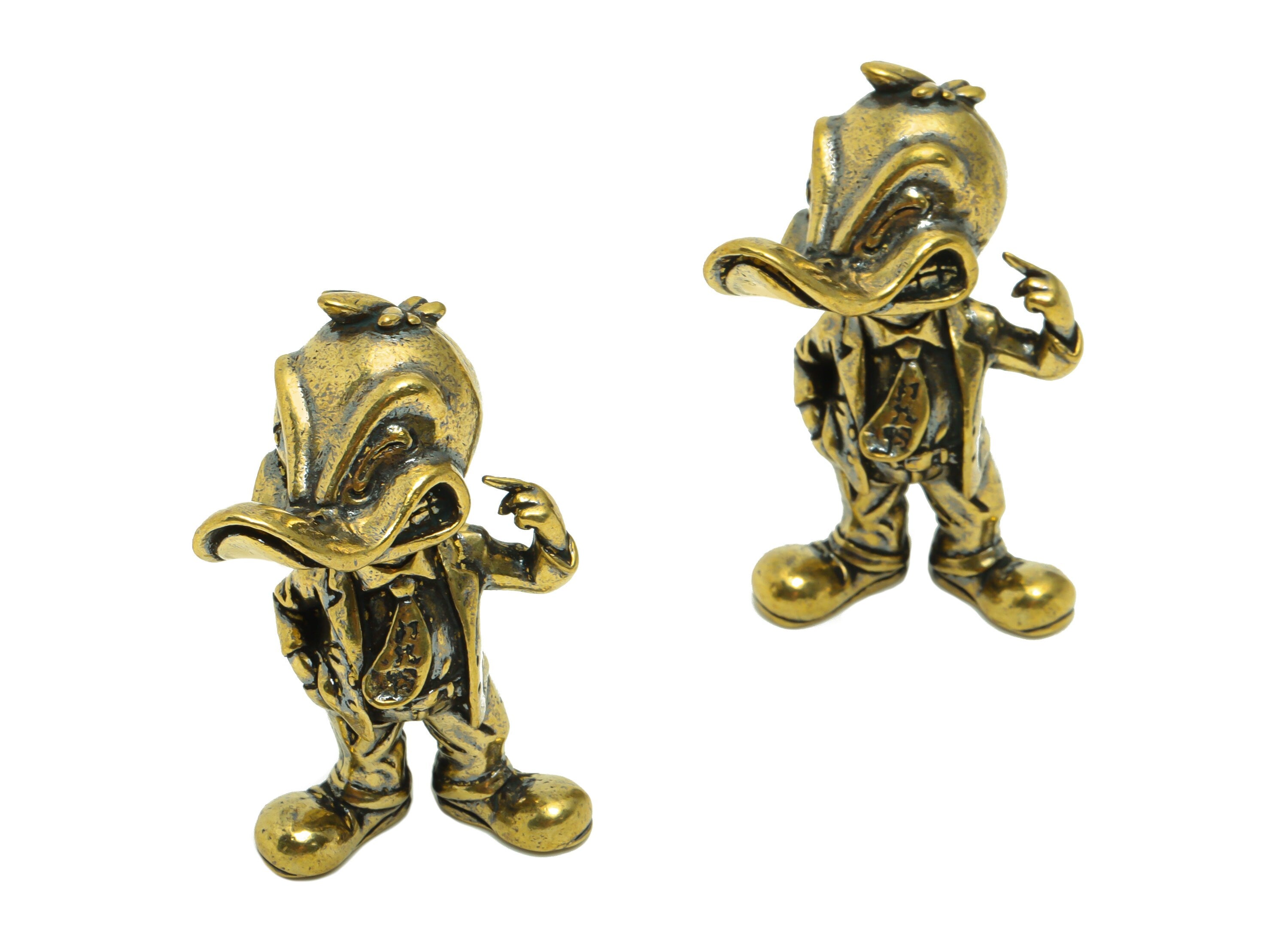 Brass Duck Charm - Raw Brass Donald Duck Earring Charms - Antique Looking Pendant - Duck Figure - Cartoon Duck - 55.15x30.04x33mm - PP8750 - DOMEDBAZAAR