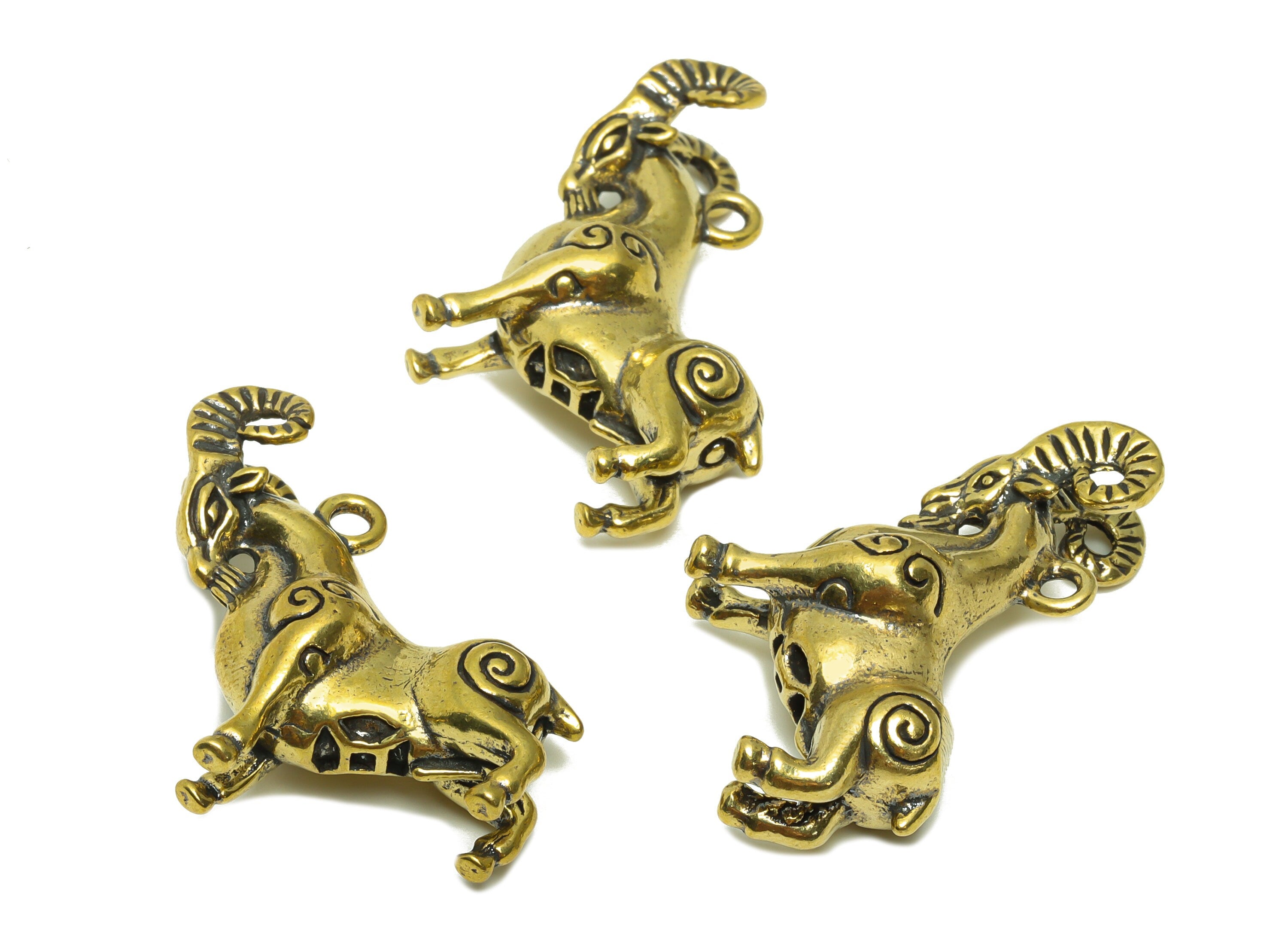 Brass Antelope Charm - Raw Brass Antelope Earring Charms - Antique Looking Pendant - Antelope Figure - Goat Charms - 39.89x28x15mm - PP8777 - DOMEDBAZAAR