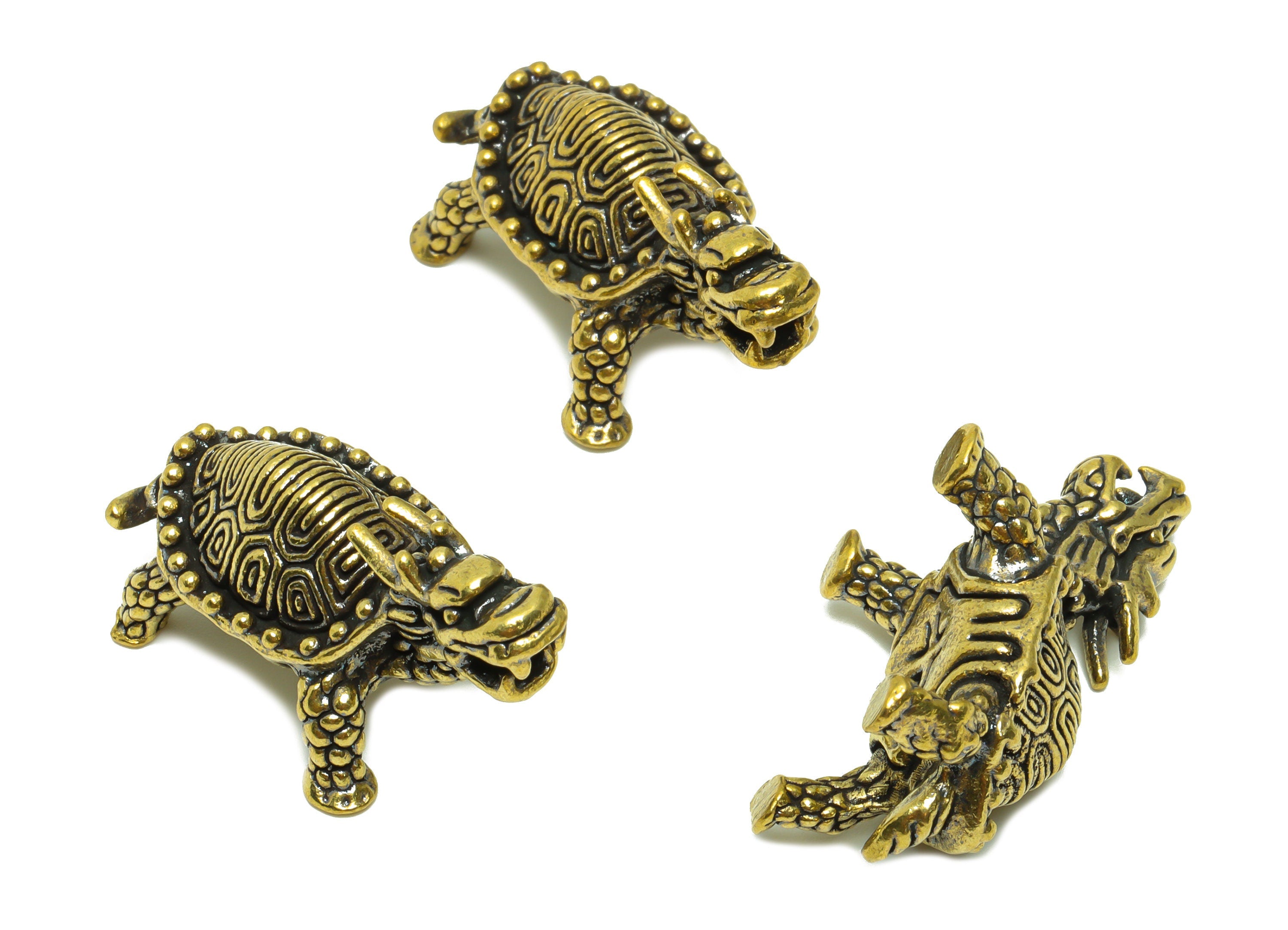 Brass Dragon Turtle Charm - Raw Brass Dragon Turtle Earring Charms - Vintage Style -Dragon Turtle Figure - 40.4x21x17mm - PP8742 - DOMEDBAZAAR