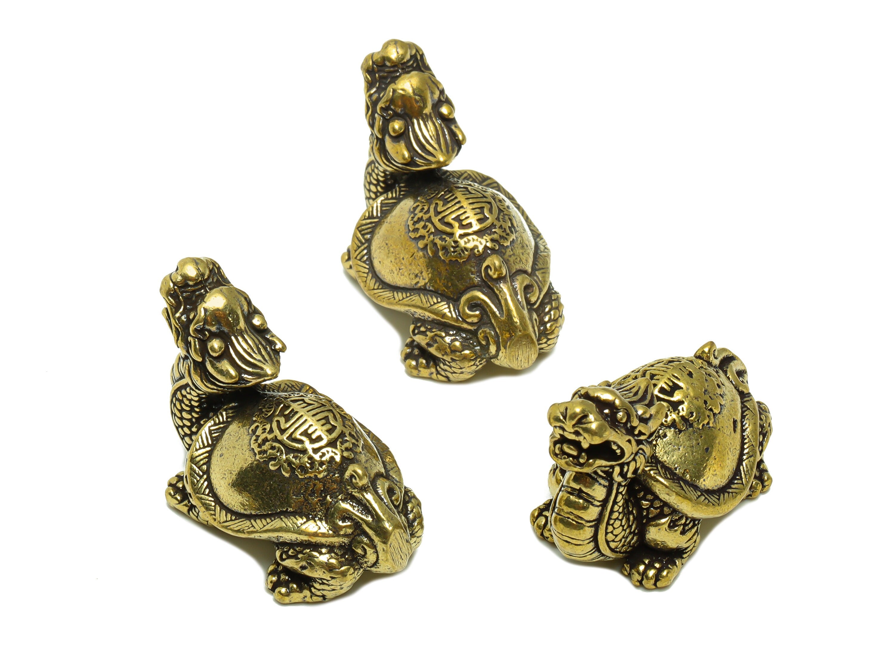 Brass Dragon Turtle Charm - Raw Brass Dragon Turtle Earring Charms - Antique Looking Pendant - Dragon Pattern Figure - 37.15x22x20mm- PP8751 - DOMEDBAZAAR